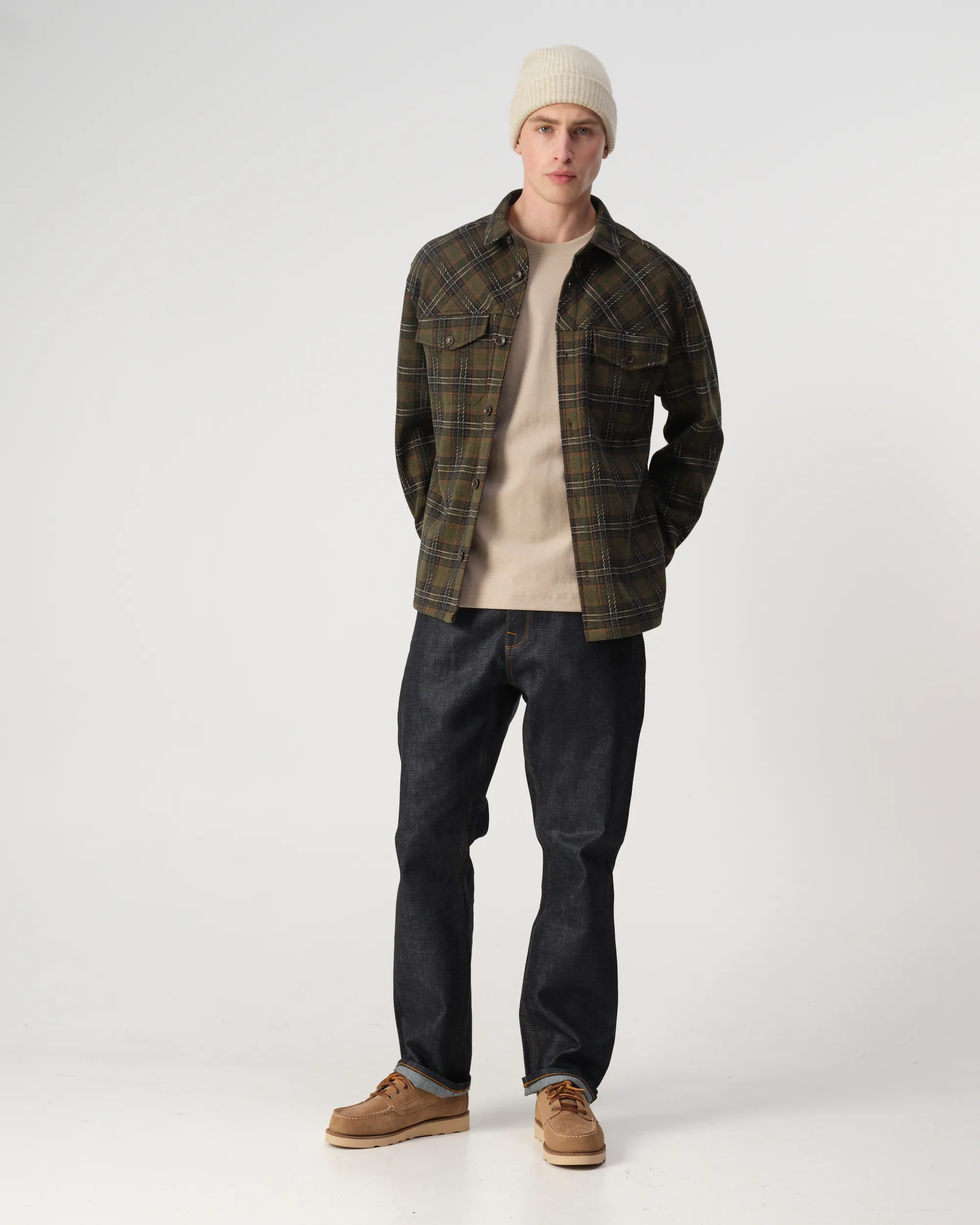 J.C. RAGS Rylee Overshirt Duffel bag green big check 107648-002-L