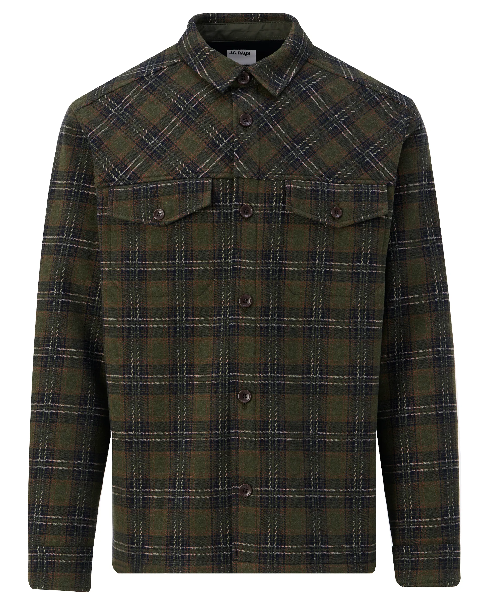 J.C. RAGS Rylee Overshirt Duffel bag green big check 107648-002-L