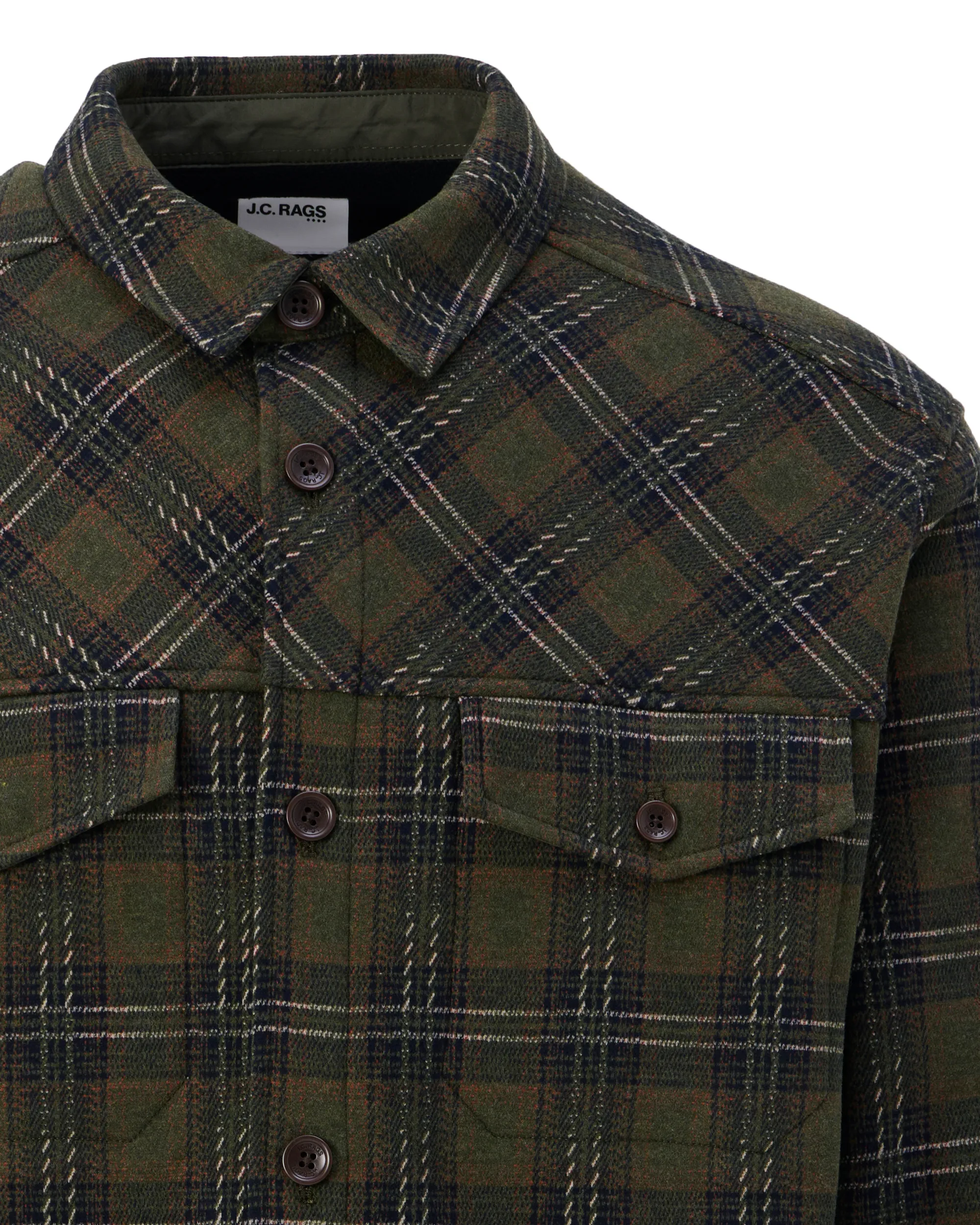 J.C. RAGS Rylee Overshirt Duffel bag green big check 107648-002-L