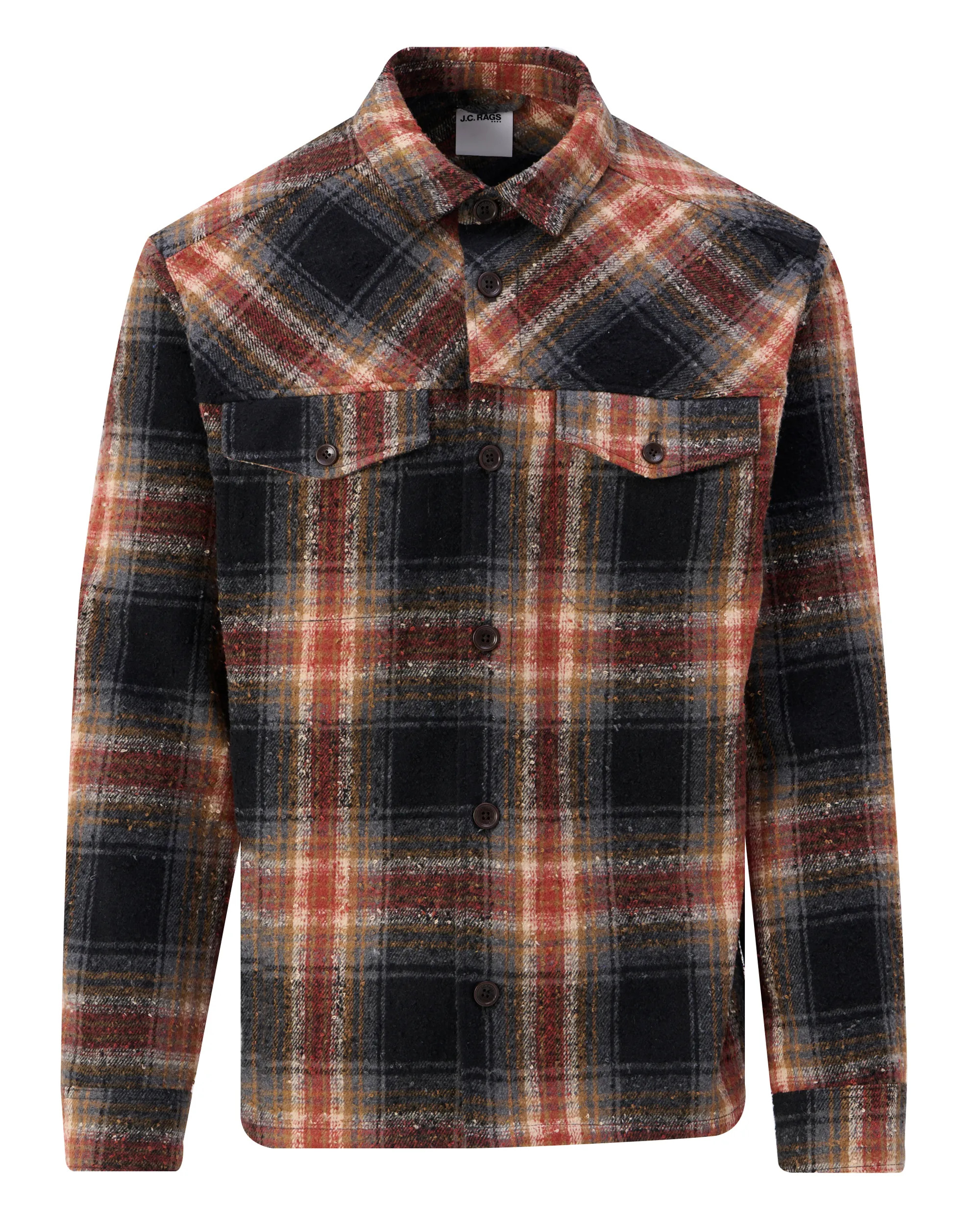 J.C. RAGS Overshirt Bruin grote ruit 107649-001-L