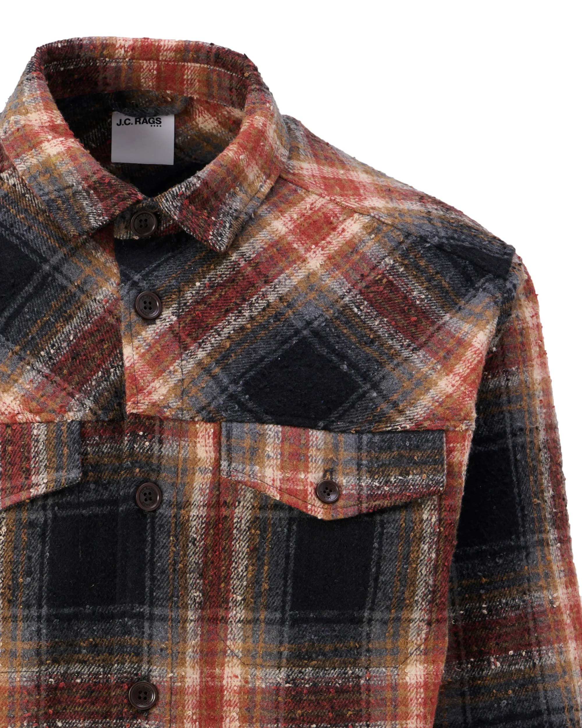 J.C. RAGS Overshirt Bruin grote ruit 107649-001-L
