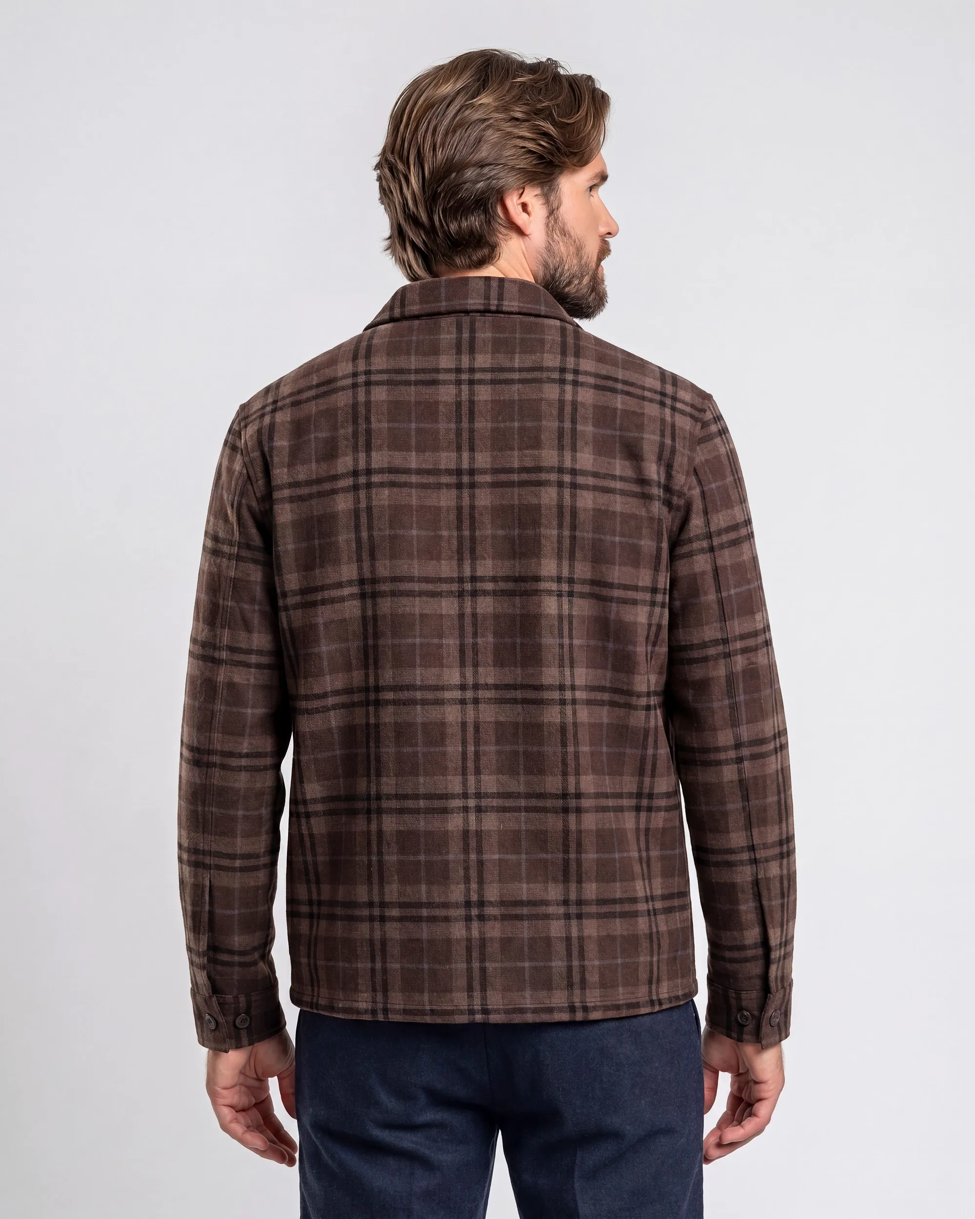 Campbell Overshirt Walker Coffee Bean brown big check 107653-001-L
