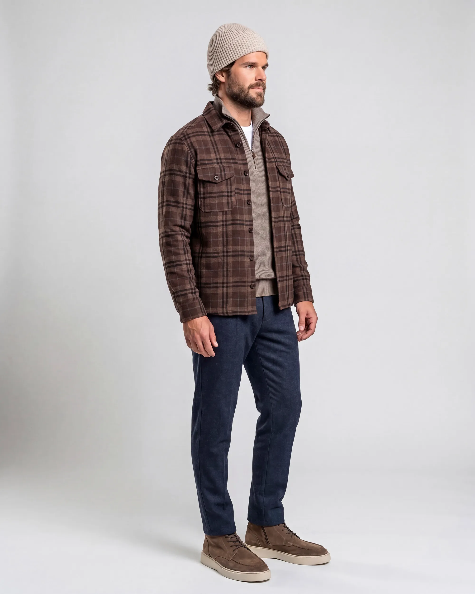 Campbell Overshirt Walker Coffee Bean brown big check 107653-001-L