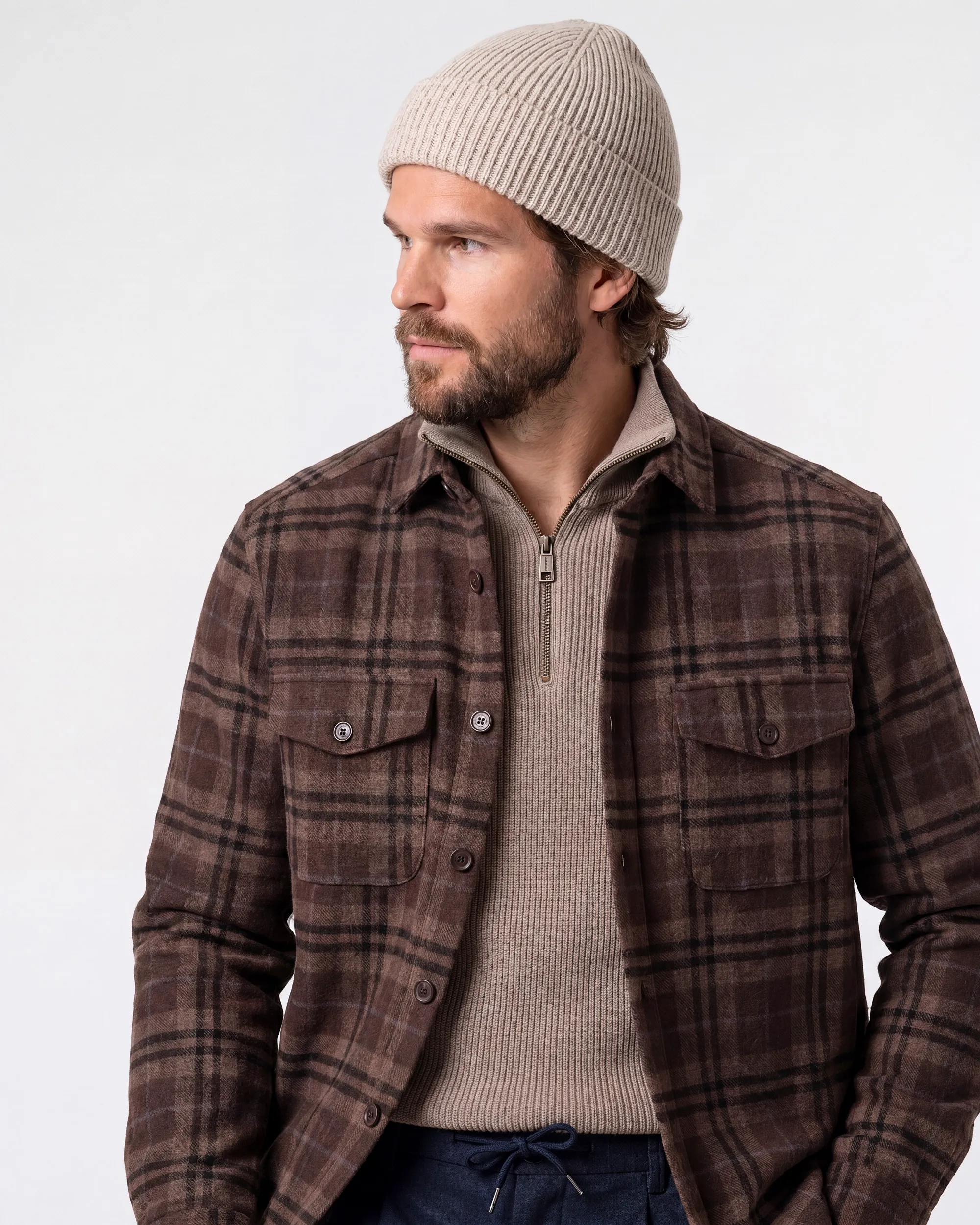 Campbell Overshirt Walker Coffee Bean brown big check 107653-001-L