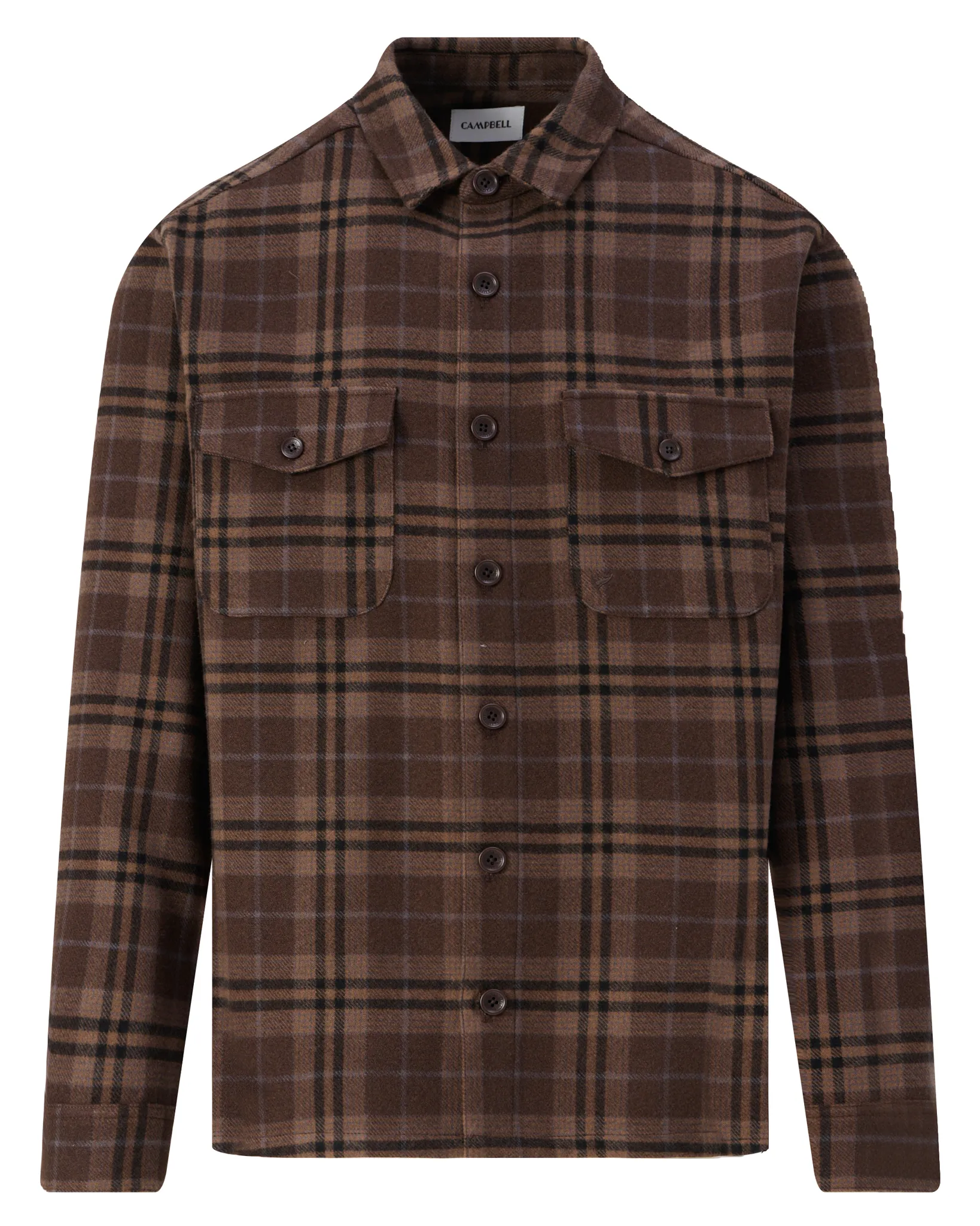 Campbell Overshirt Walker Coffee Bean brown big check 107653-001-L