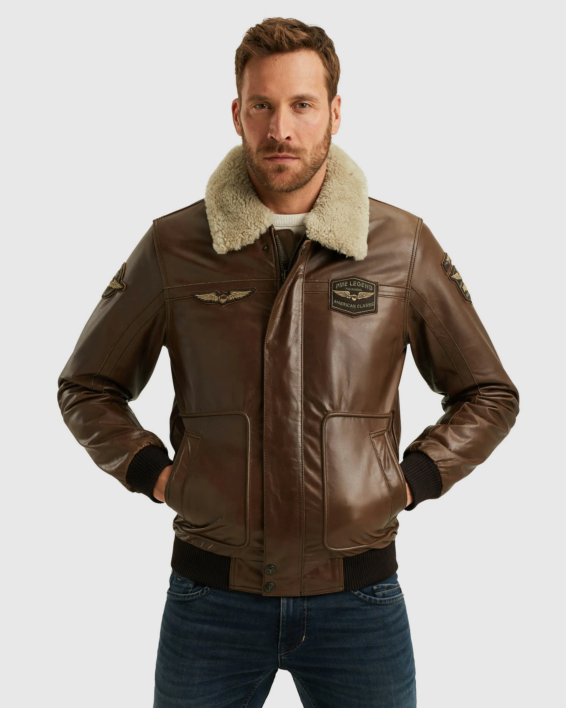 PME Legend Hudson Leren jas Donker bruin 107710-001-L