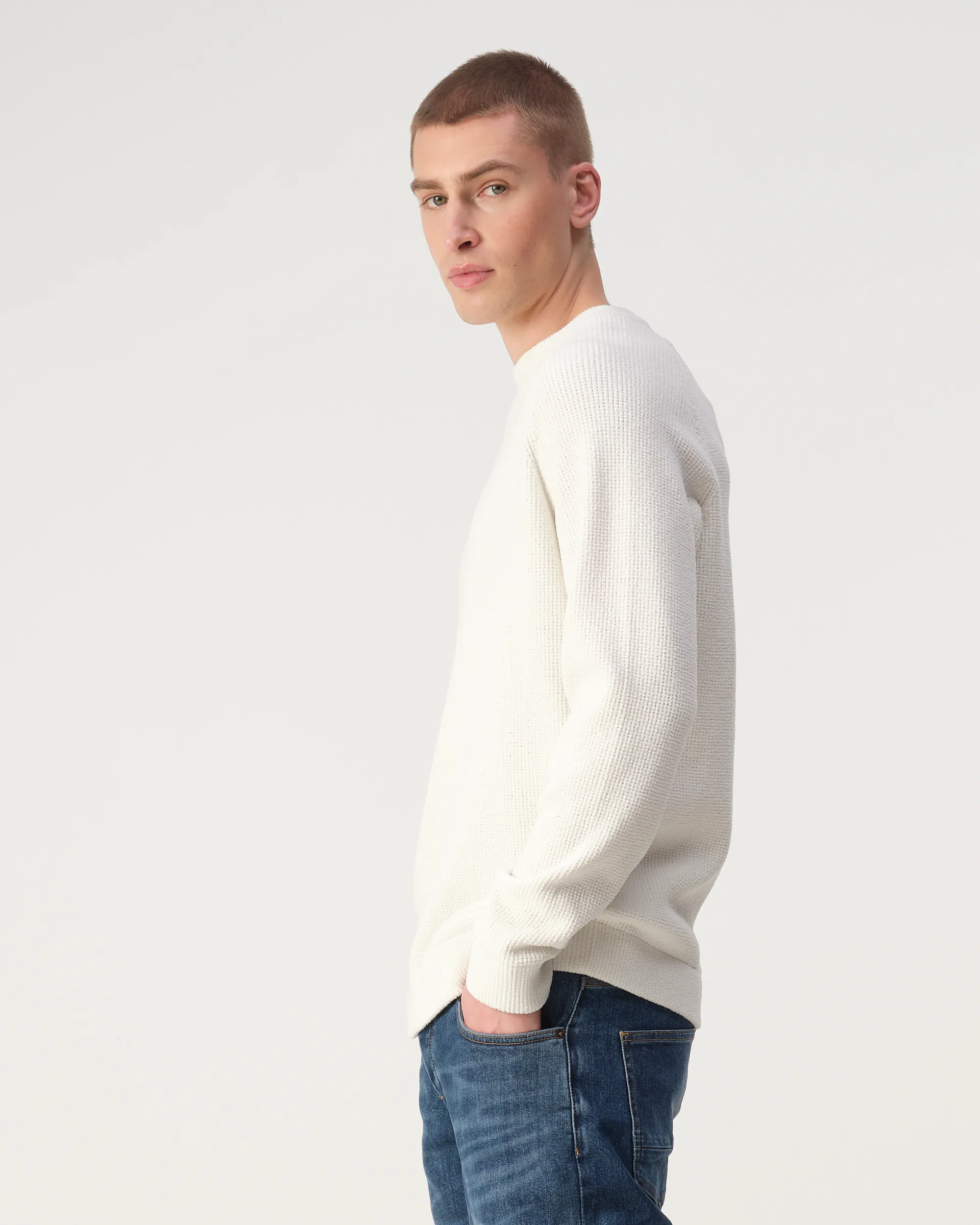 J.C. RAGS Eddy Trui ronde hals Coconut milk 107873-002-L