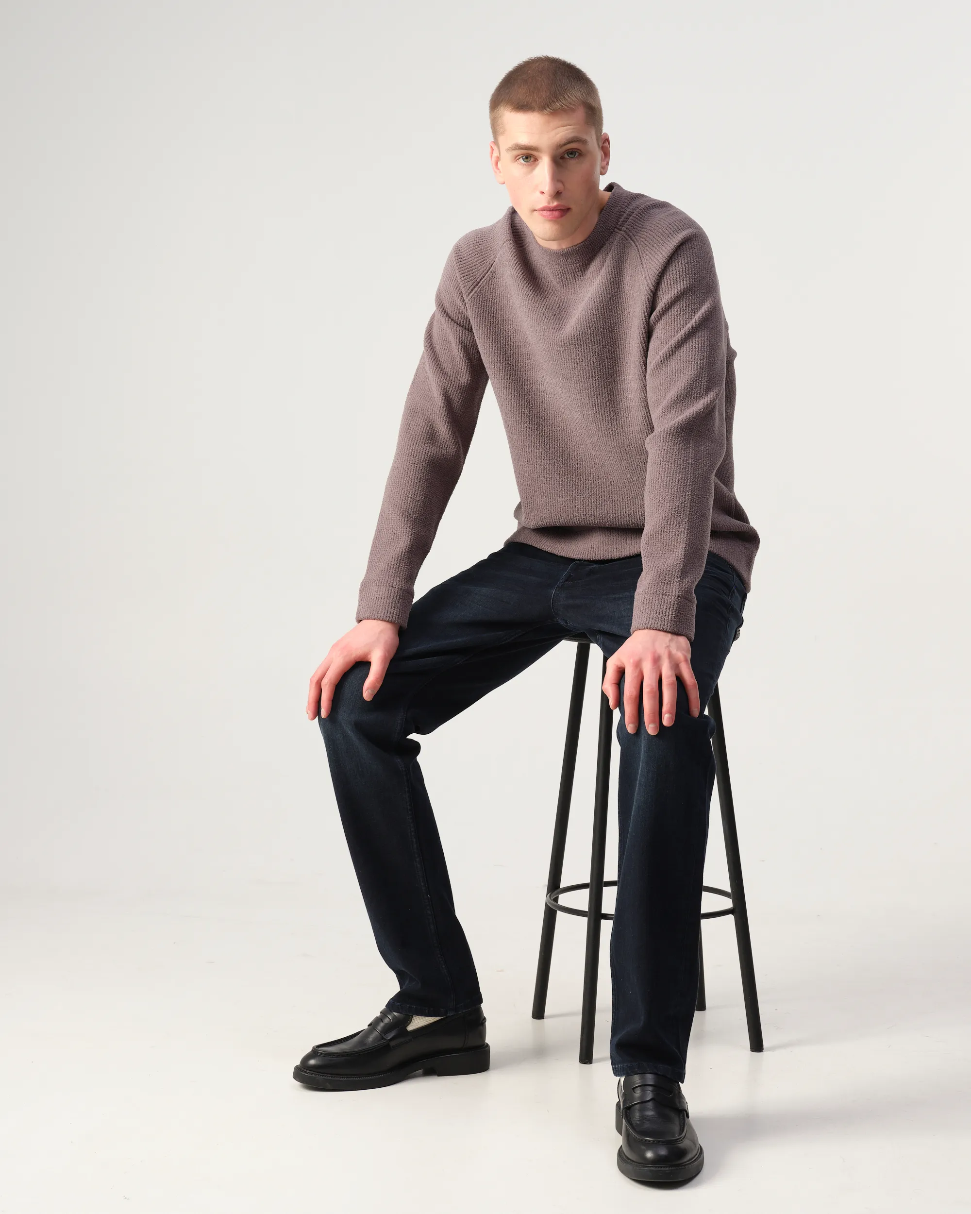 J.C. RAGS Eddy Trui ronde hals Plum Kitten grey 107873-004-L