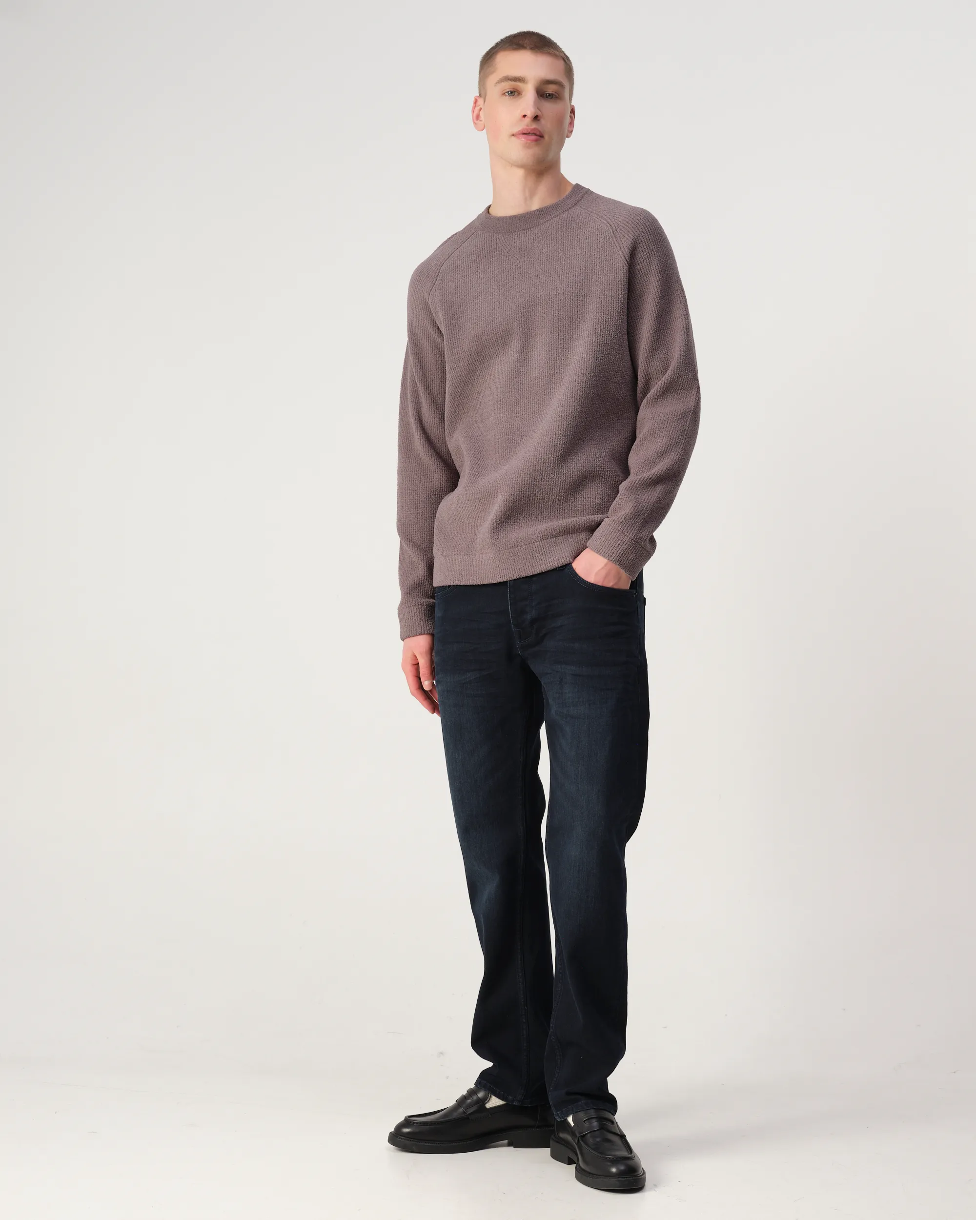 J.C. RAGS Eddy Trui ronde hals Plum Kitten grey 107873-004-L