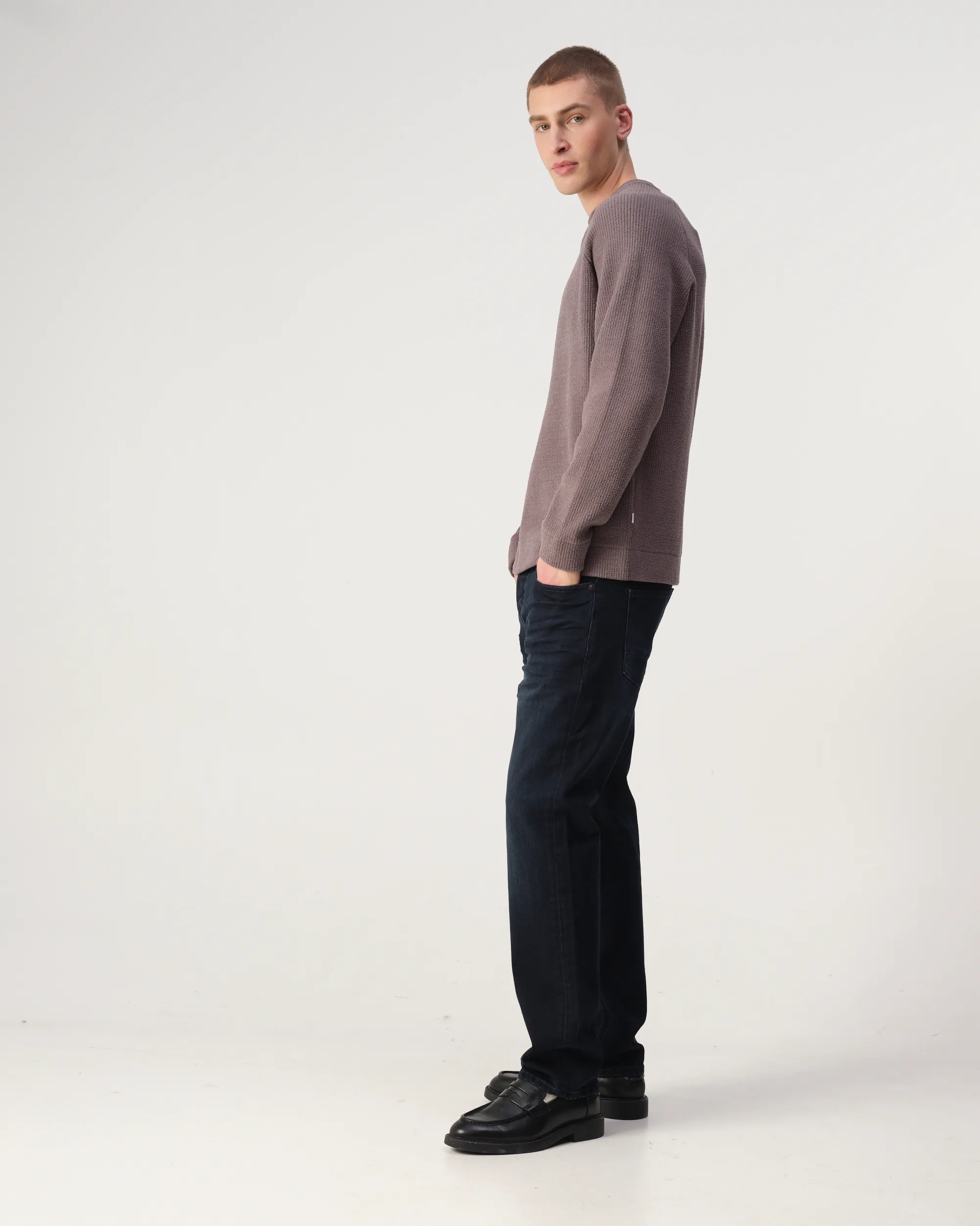 J.C. RAGS Eddy Trui ronde hals Plum Kitten grey 107873-004-L