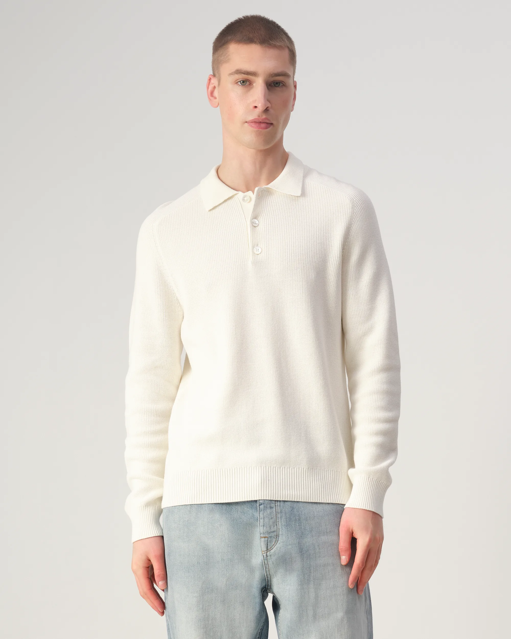 J.C. RAGS Polo Ewald Lange mouw Coconut milk 107880-001-L