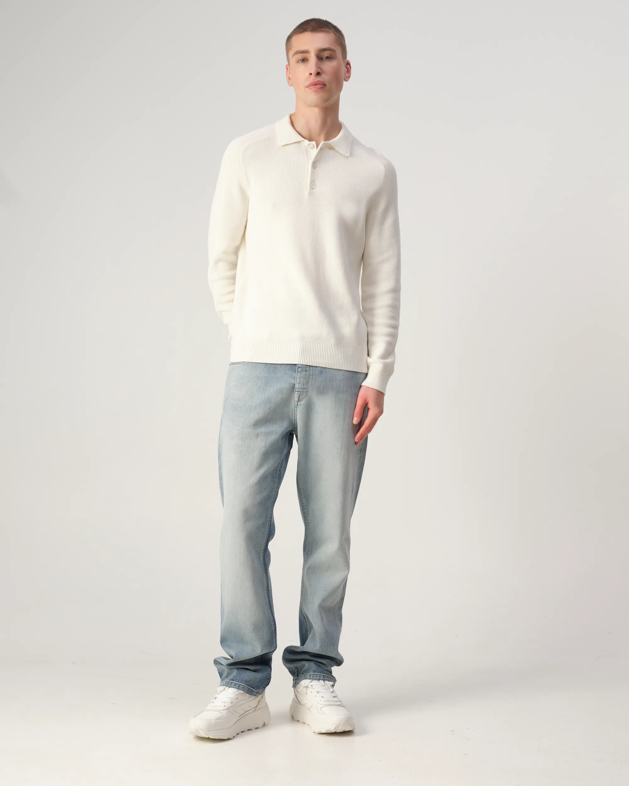 J.C. RAGS Polo Ewald Lange mouw Coconut milk 107880-001-L