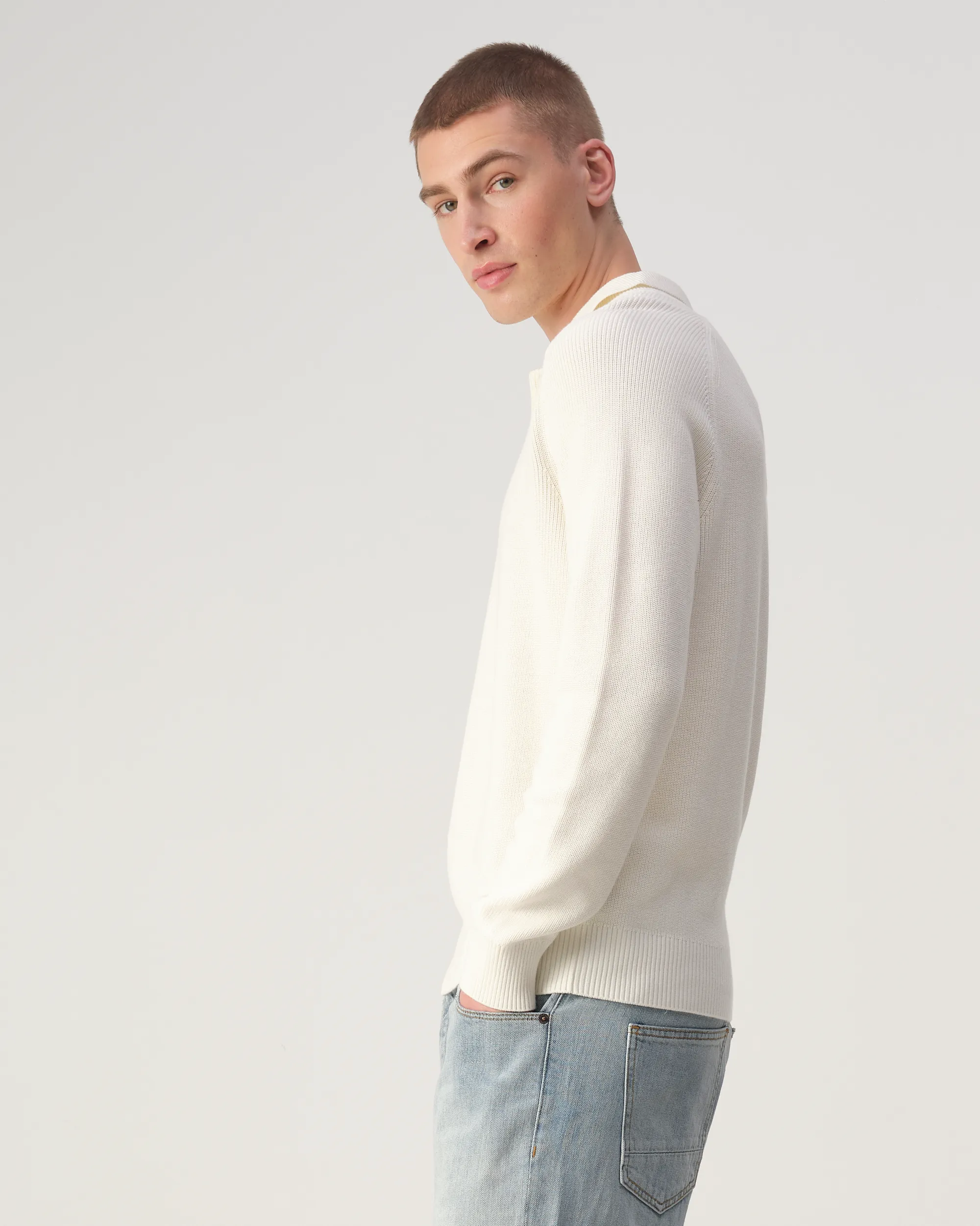 J.C. RAGS Polo Ewald Lange mouw Coconut milk 107880-001-L
