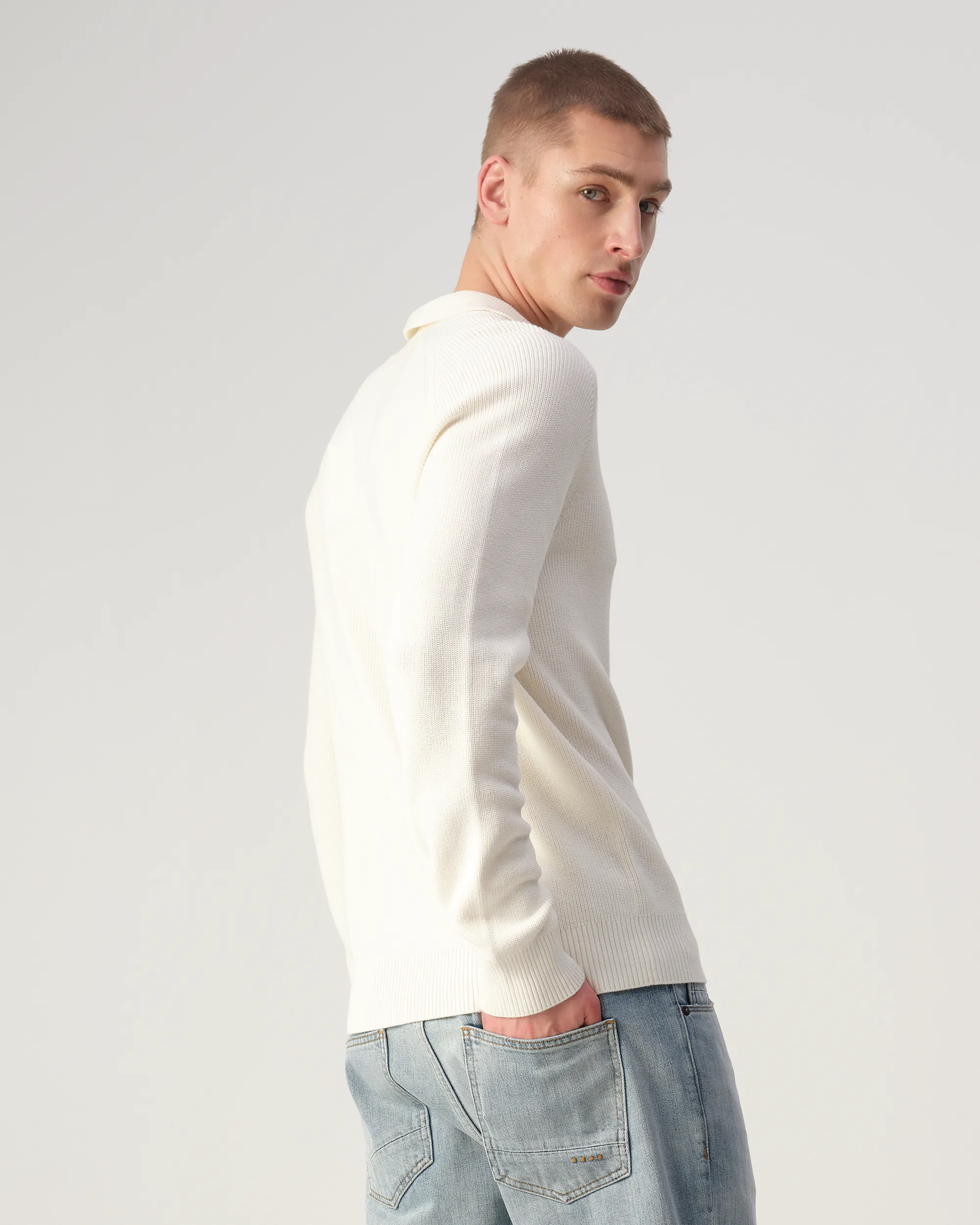 J.C. RAGS Polo Ewald Lange mouw Coconut milk 107880-001-L