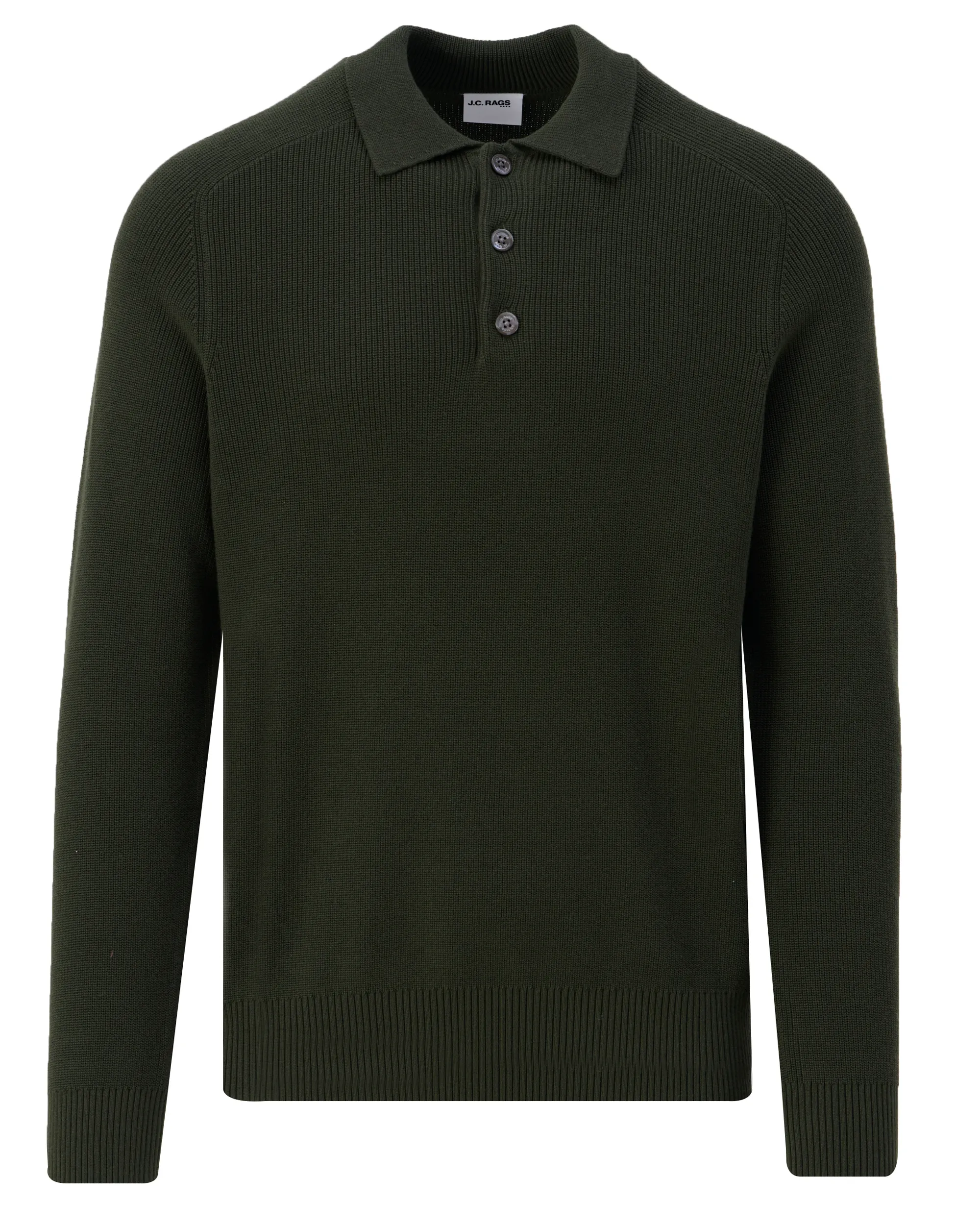 J.C. RAGS Polo Ewald Lange mouw Duffel Bag dark green 107880-002-L