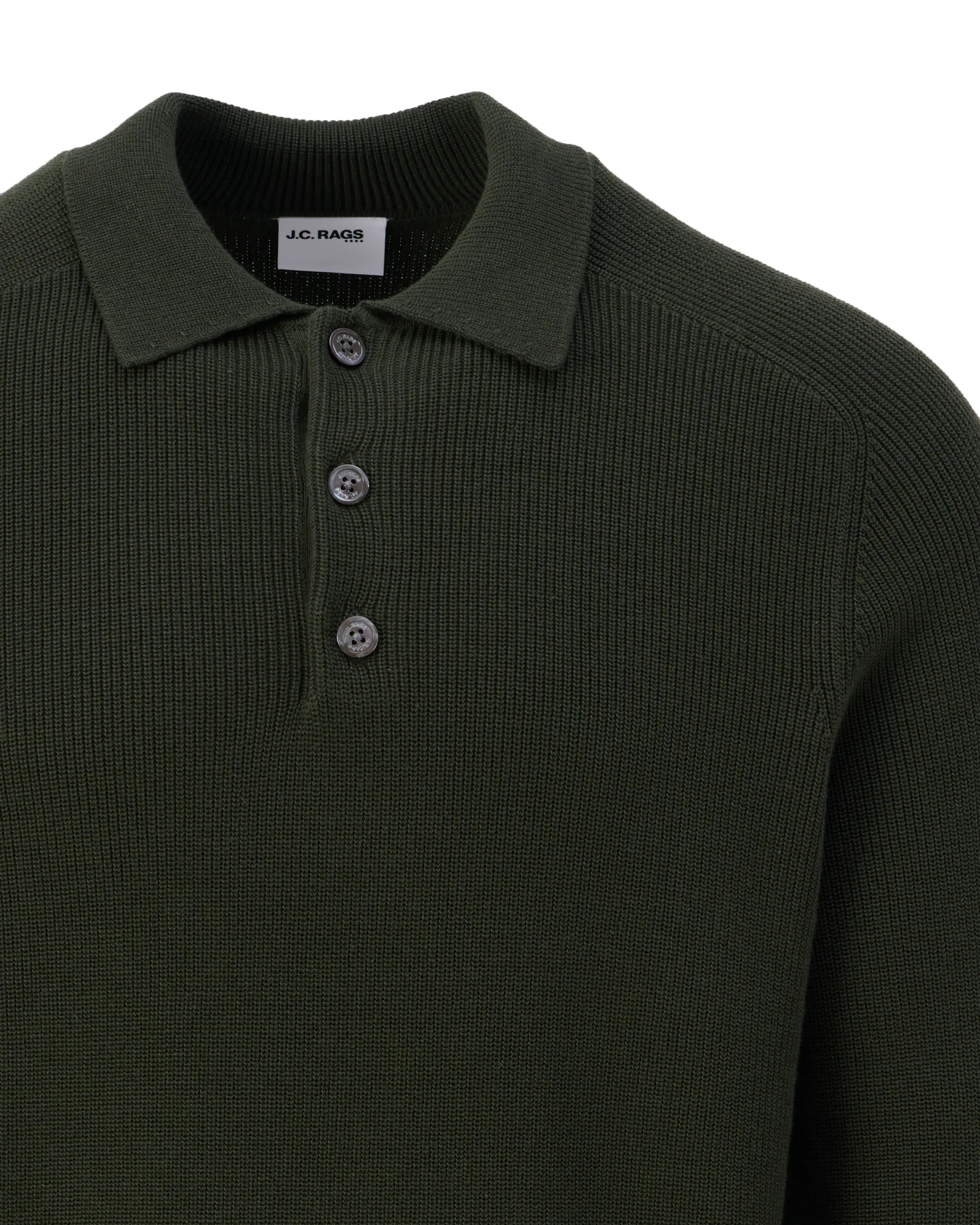 J.C. RAGS Polo Ewald Lange mouw Duffel Bag dark green 107880-002-L