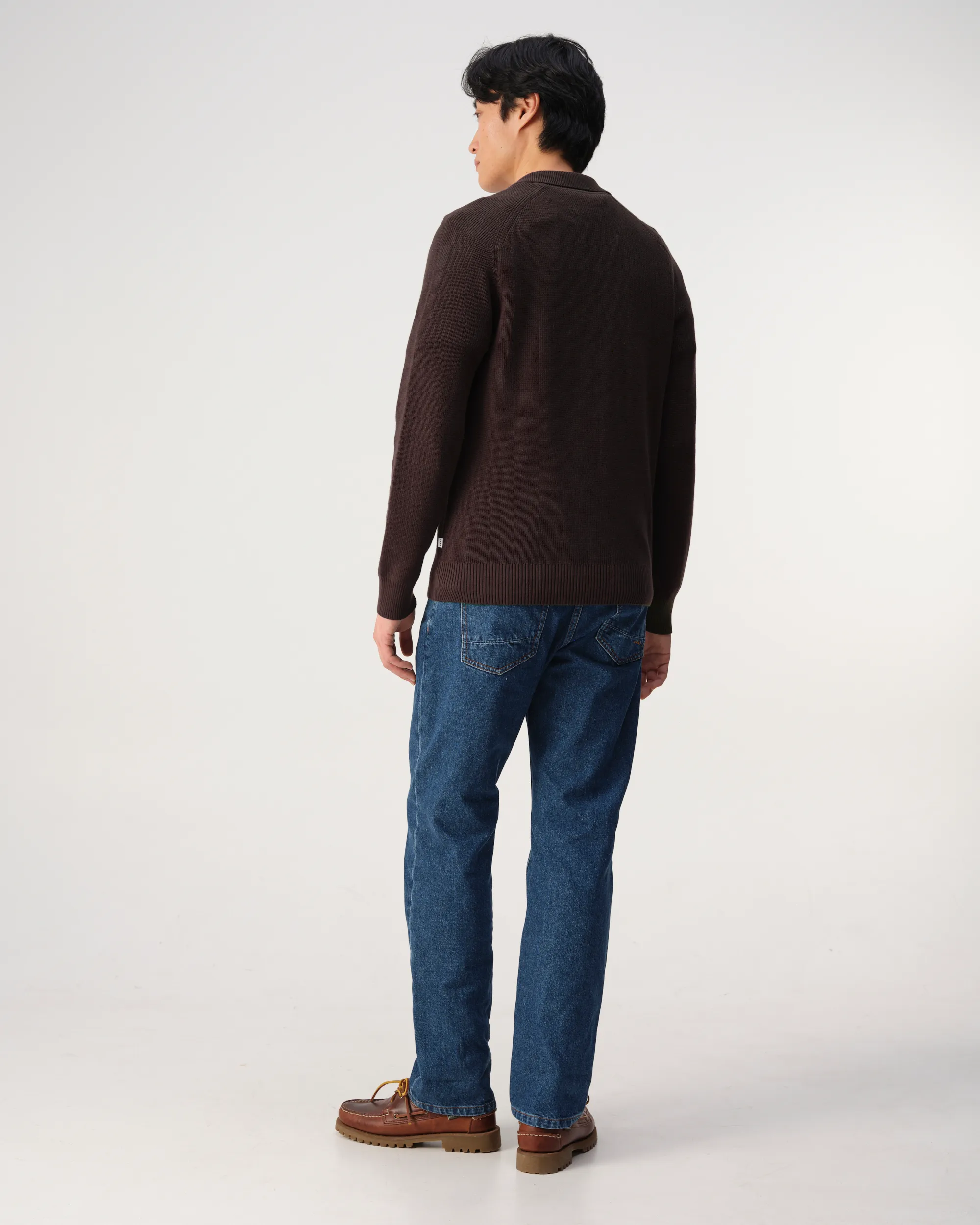 J.C. RAGS Polo Ewald Lange mouw Mole dark brown 107880-005-L