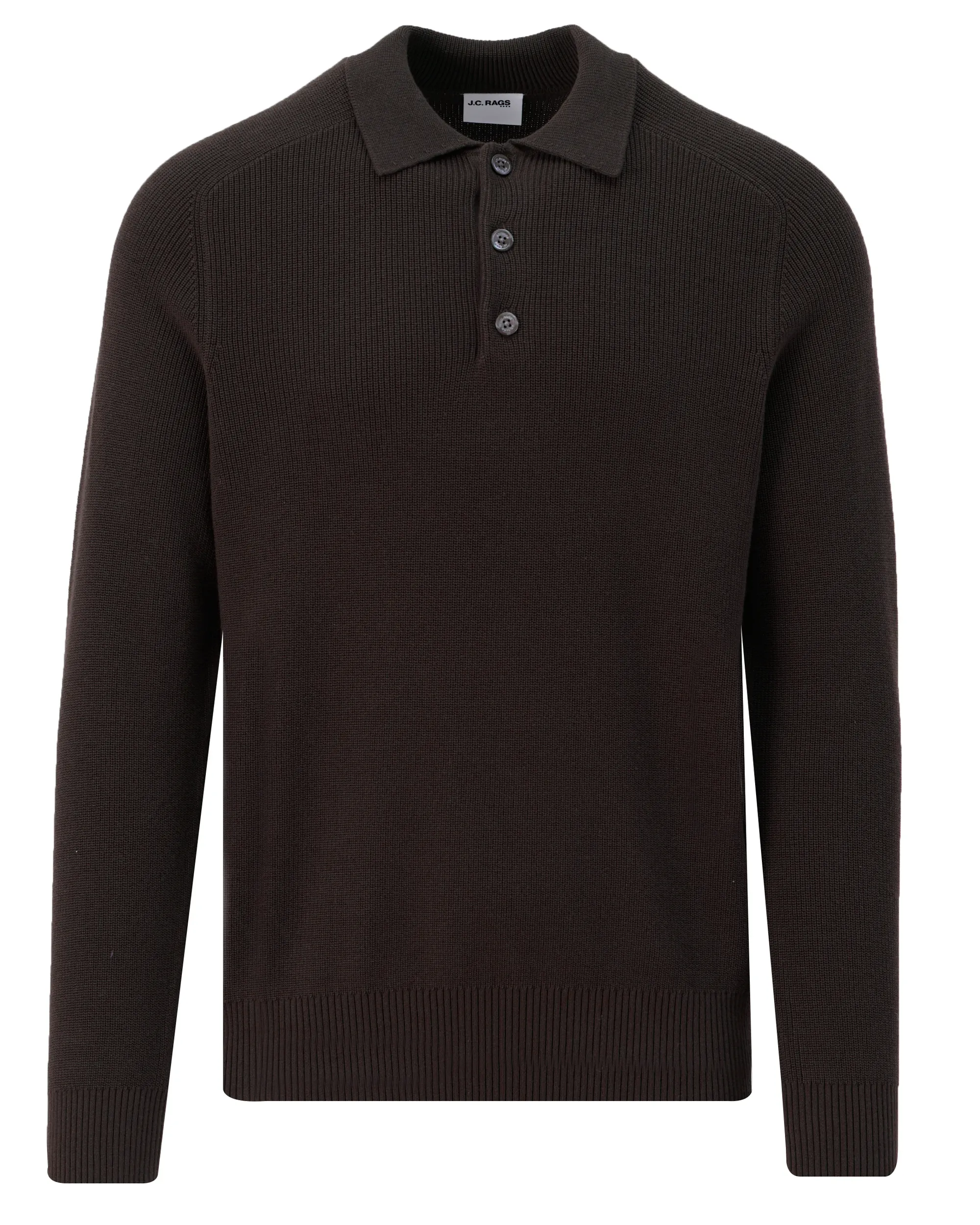 J.C. RAGS Polo Ewald Lange mouw Mole dark brown 107880-005-L