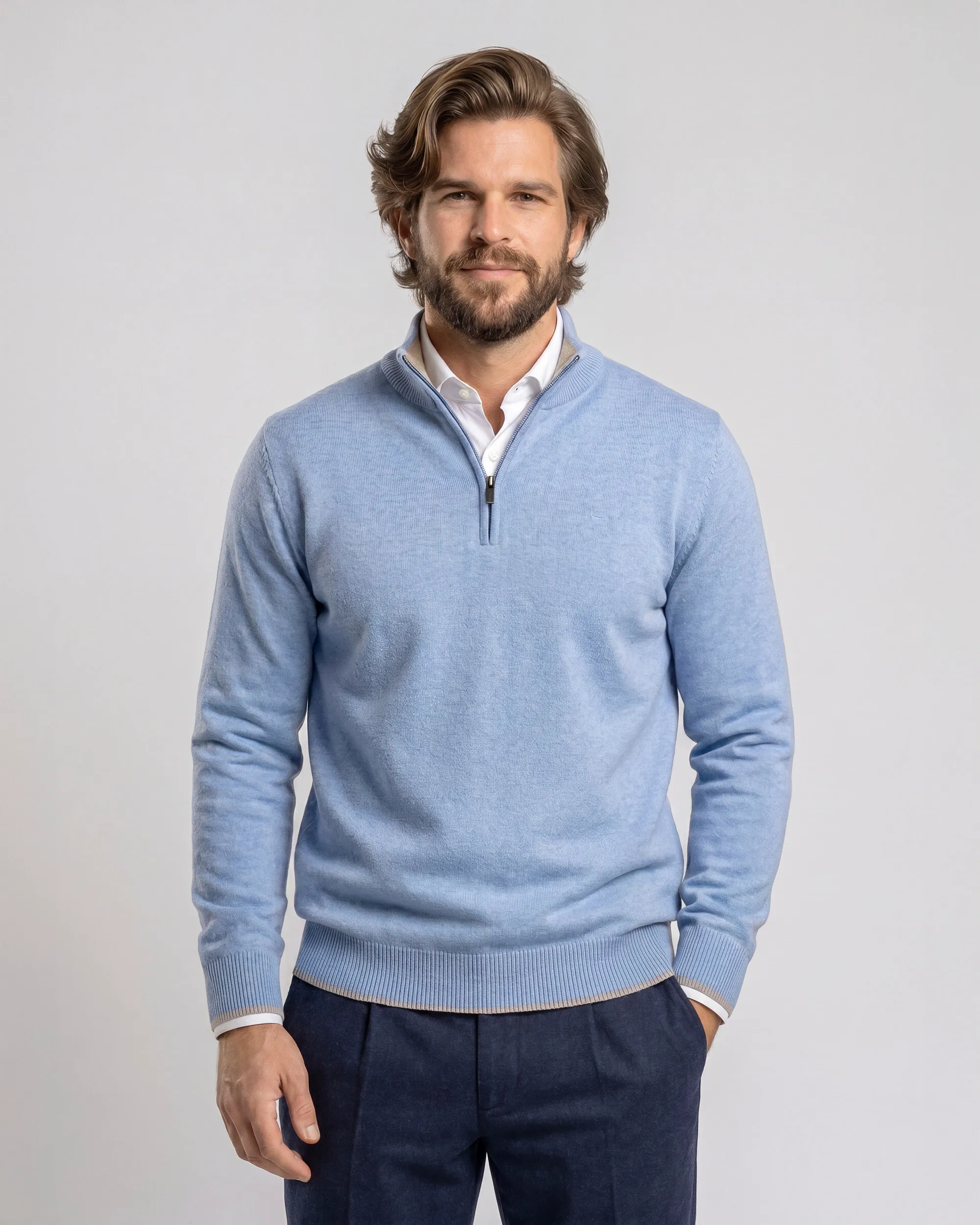 Campbell Schipperstrui Light Blue melange 107883-002-L