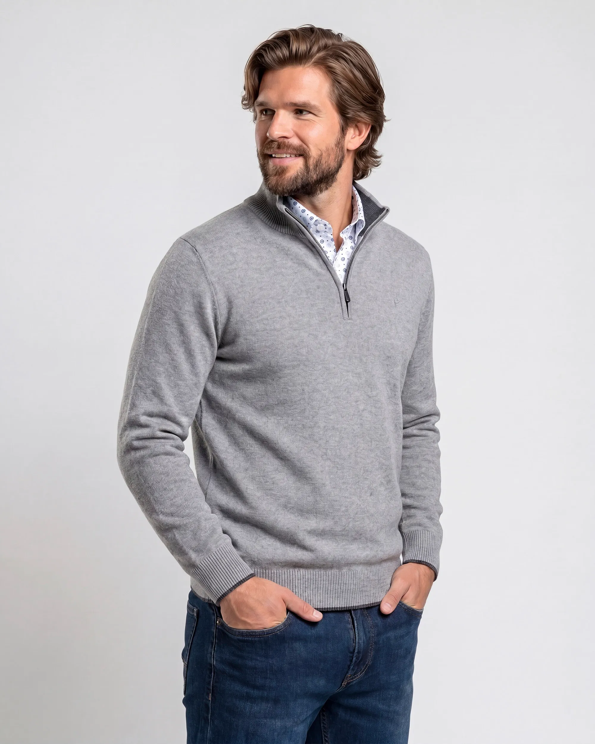 Campbell Schipperstrui Mid Grey melange 107883-004-L