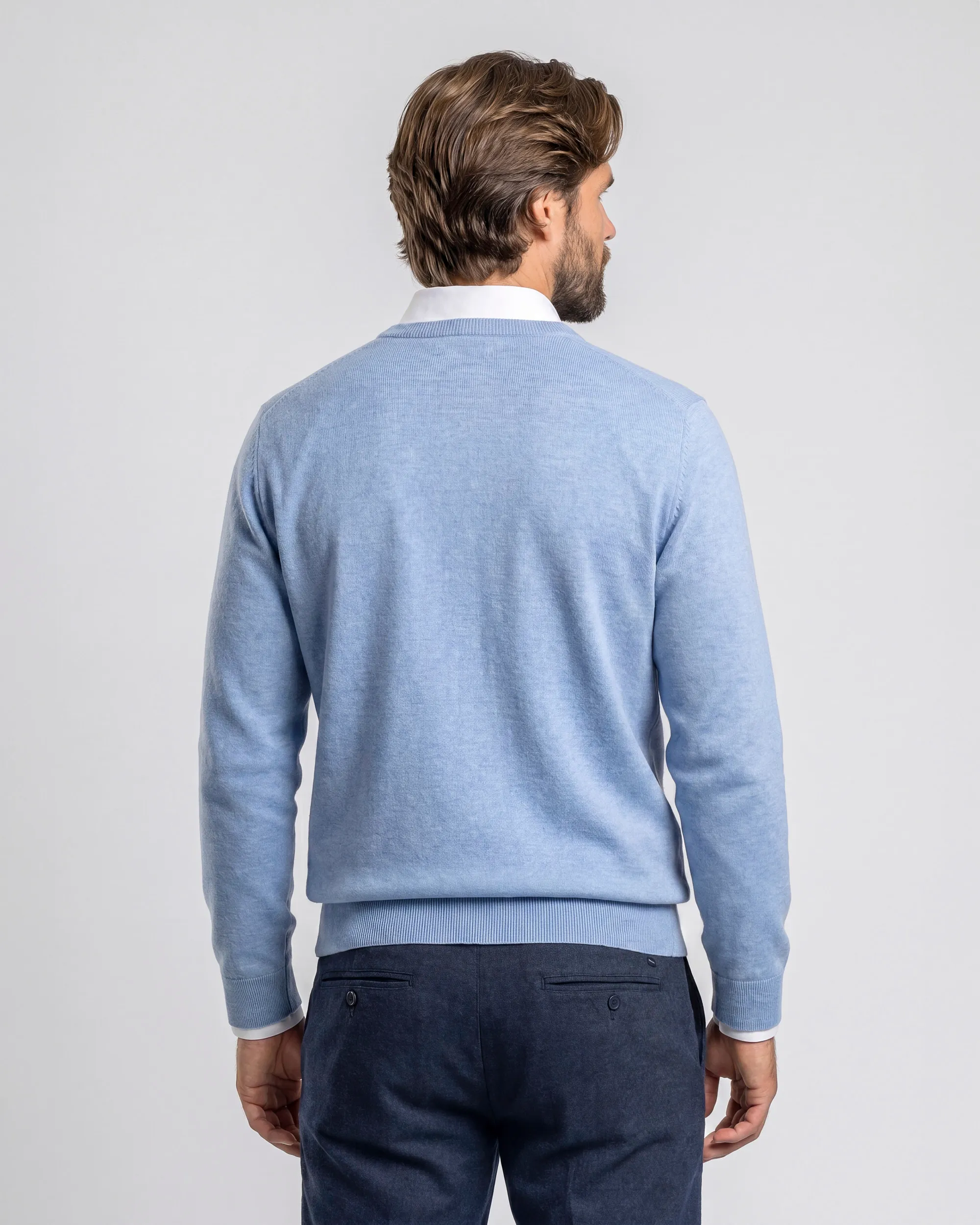 Campbell Trui V-hals Light Blue melange 107885-002-L