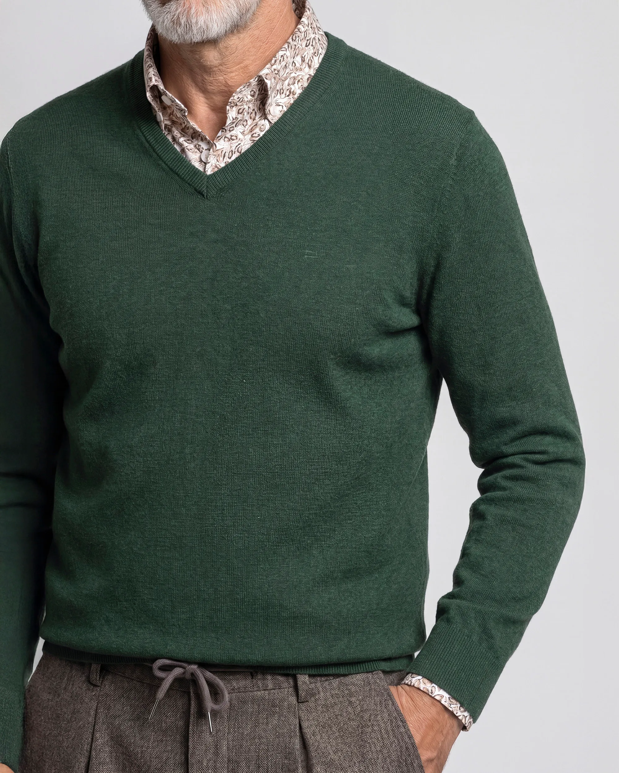 Campbell Trui V-hals London Douglas Fir dark green melange 107886-004-L