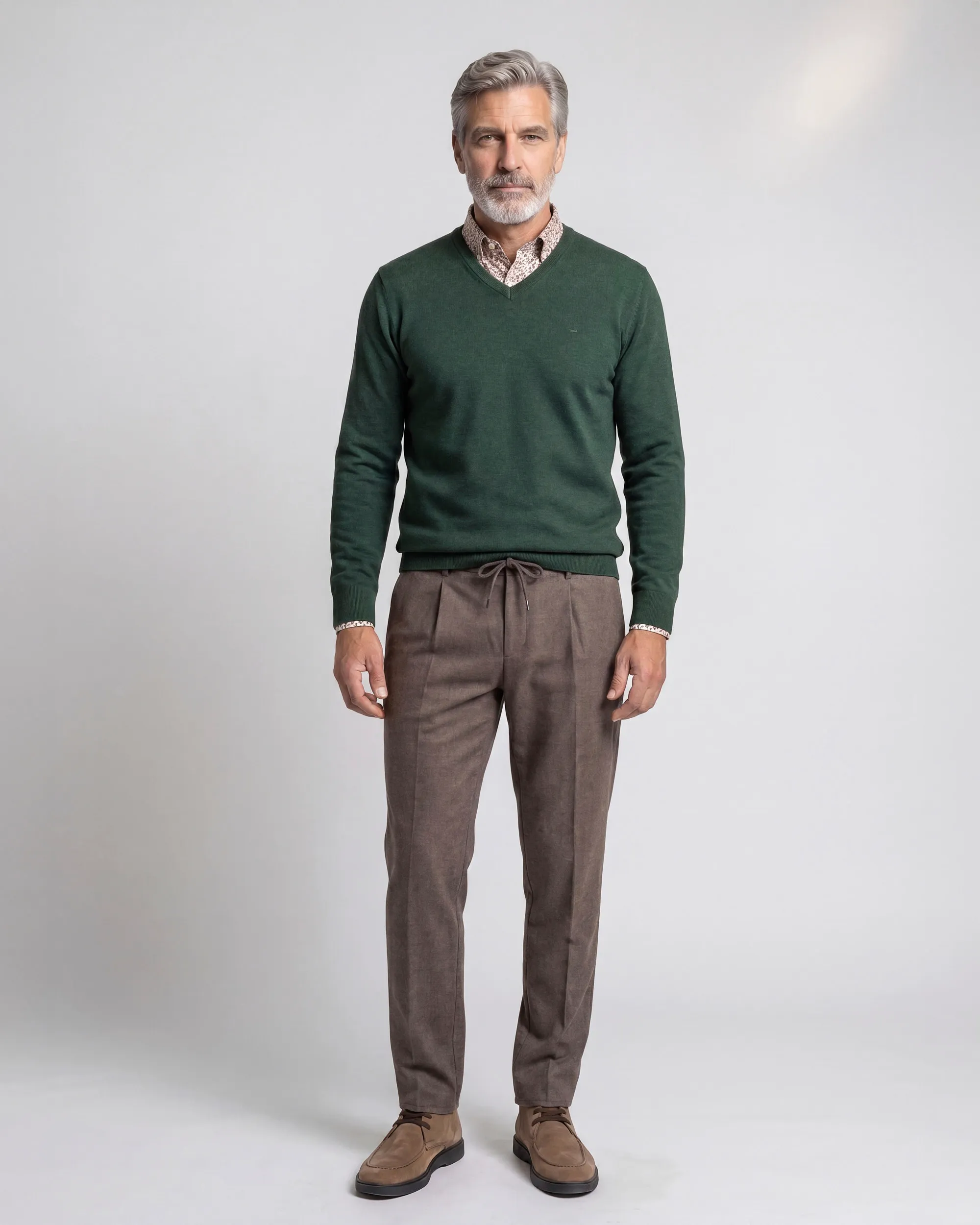 Campbell Trui V-hals London Douglas Fir dark green melange 107886-004-L