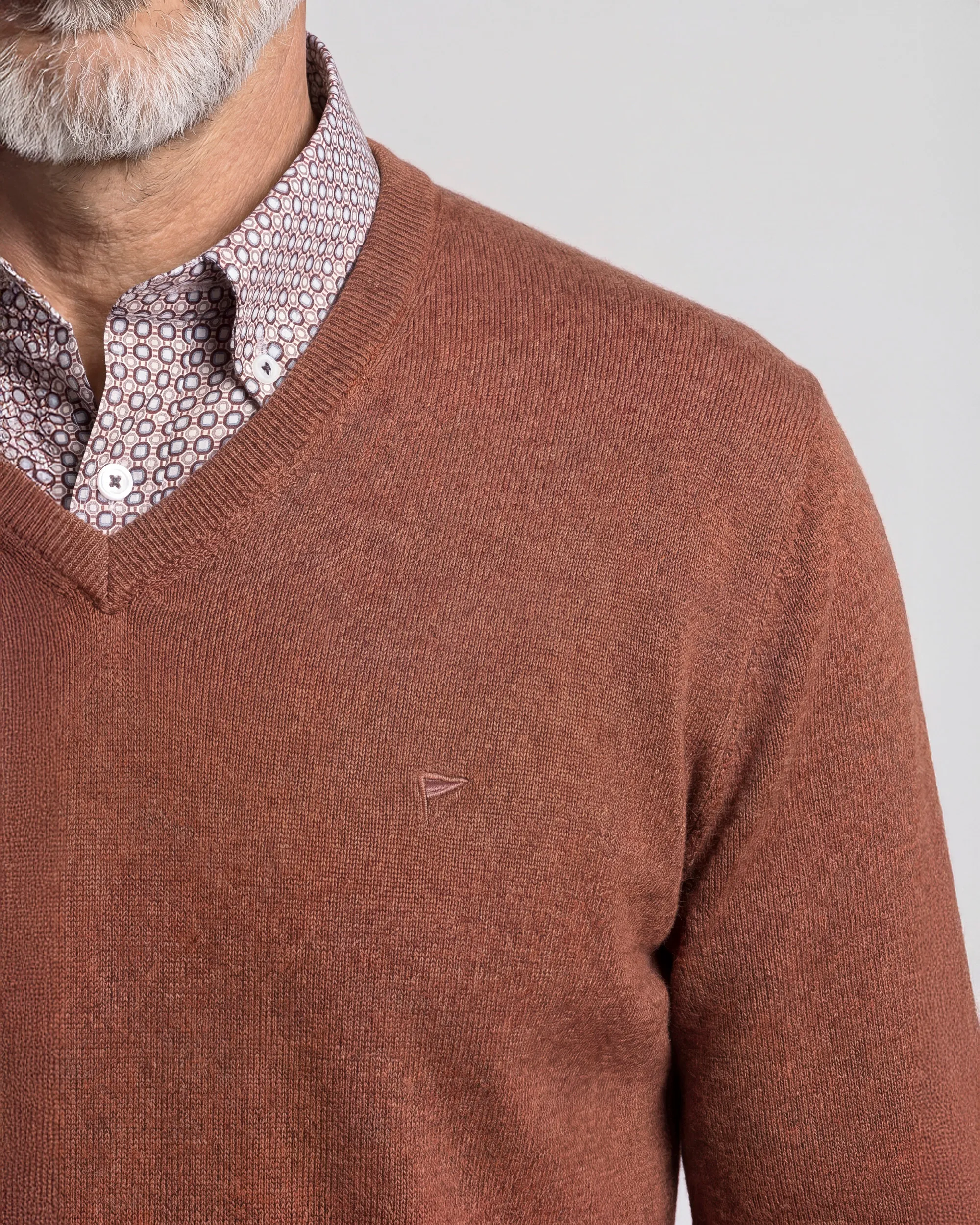 Campbell Trui V-hals London Sequoia brown melange 107886-005-L