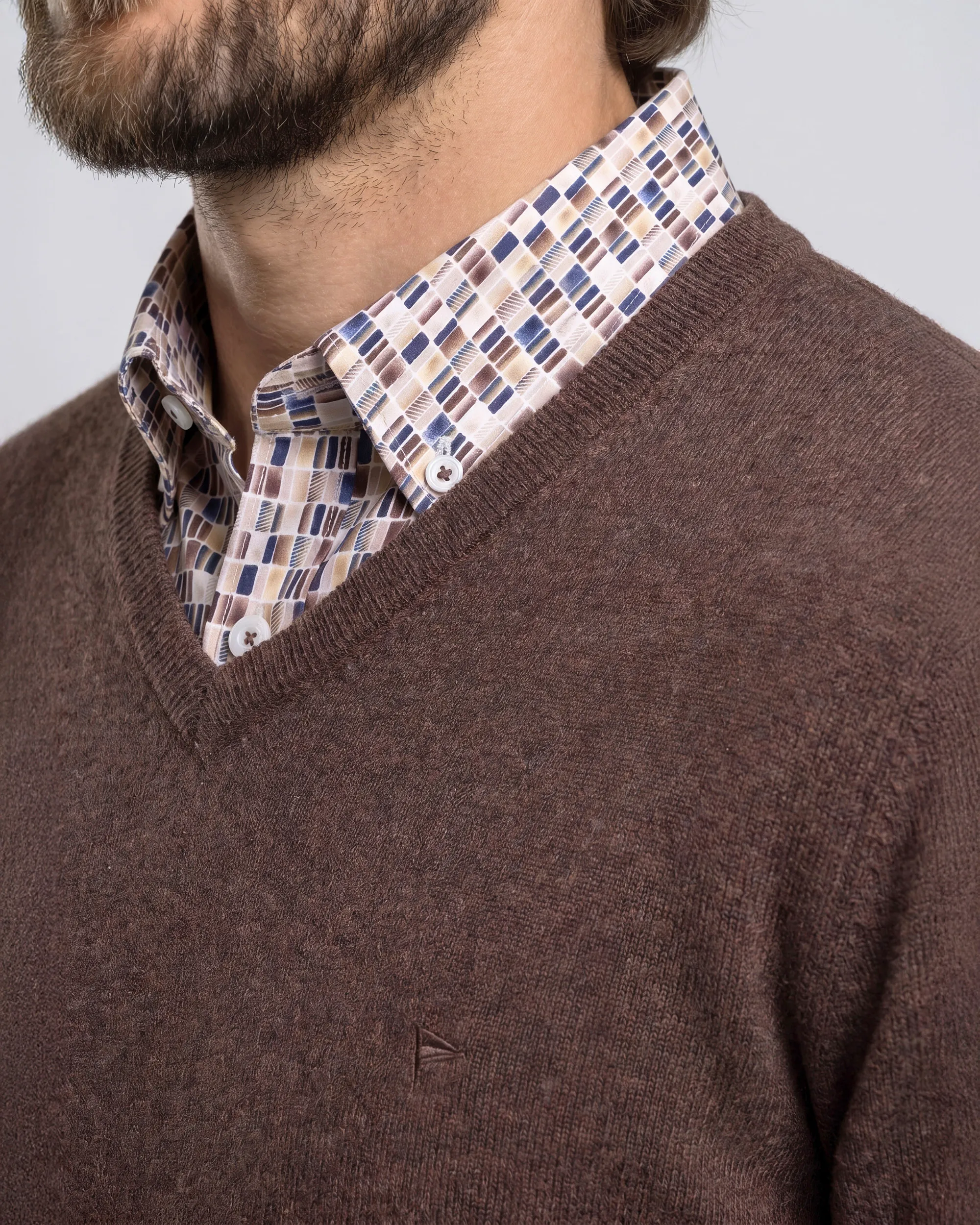 Campbell Trui V-hals London Coffee Bean brown melange 107886-006-L