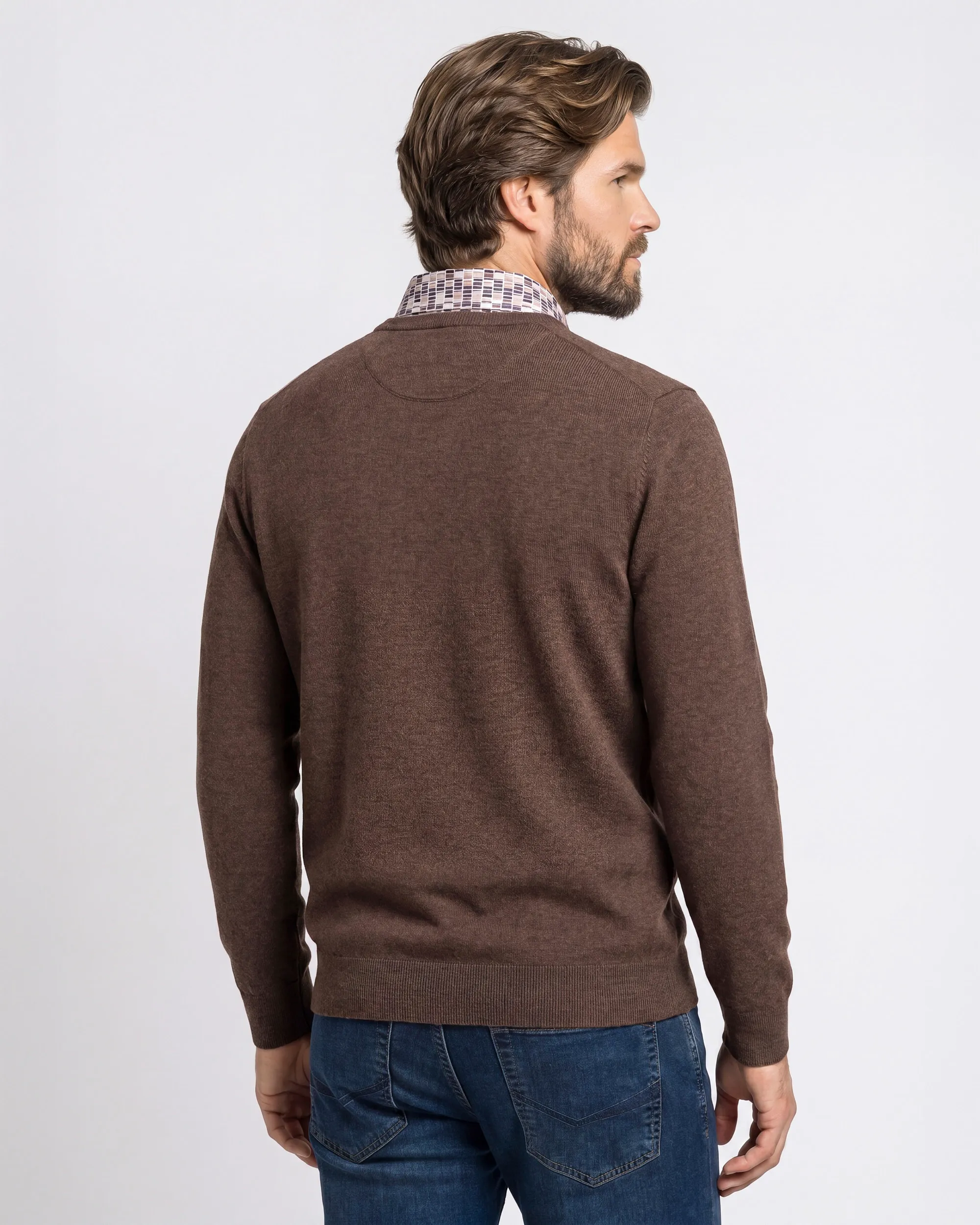 Campbell Trui V-hals London Coffee Bean brown melange 107886-006-L