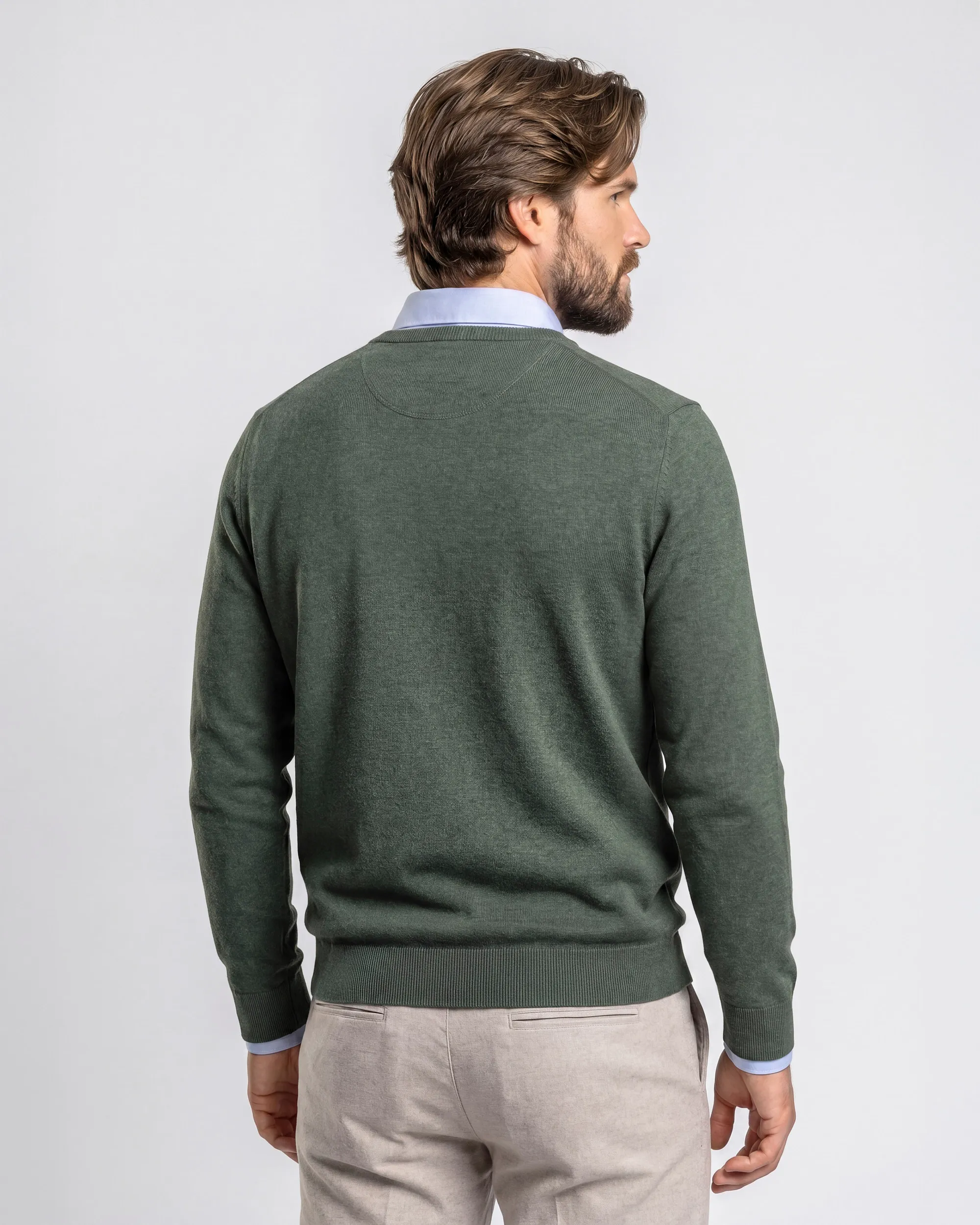 Campbell Trui V-hals London Duck green melange 107886-007-L