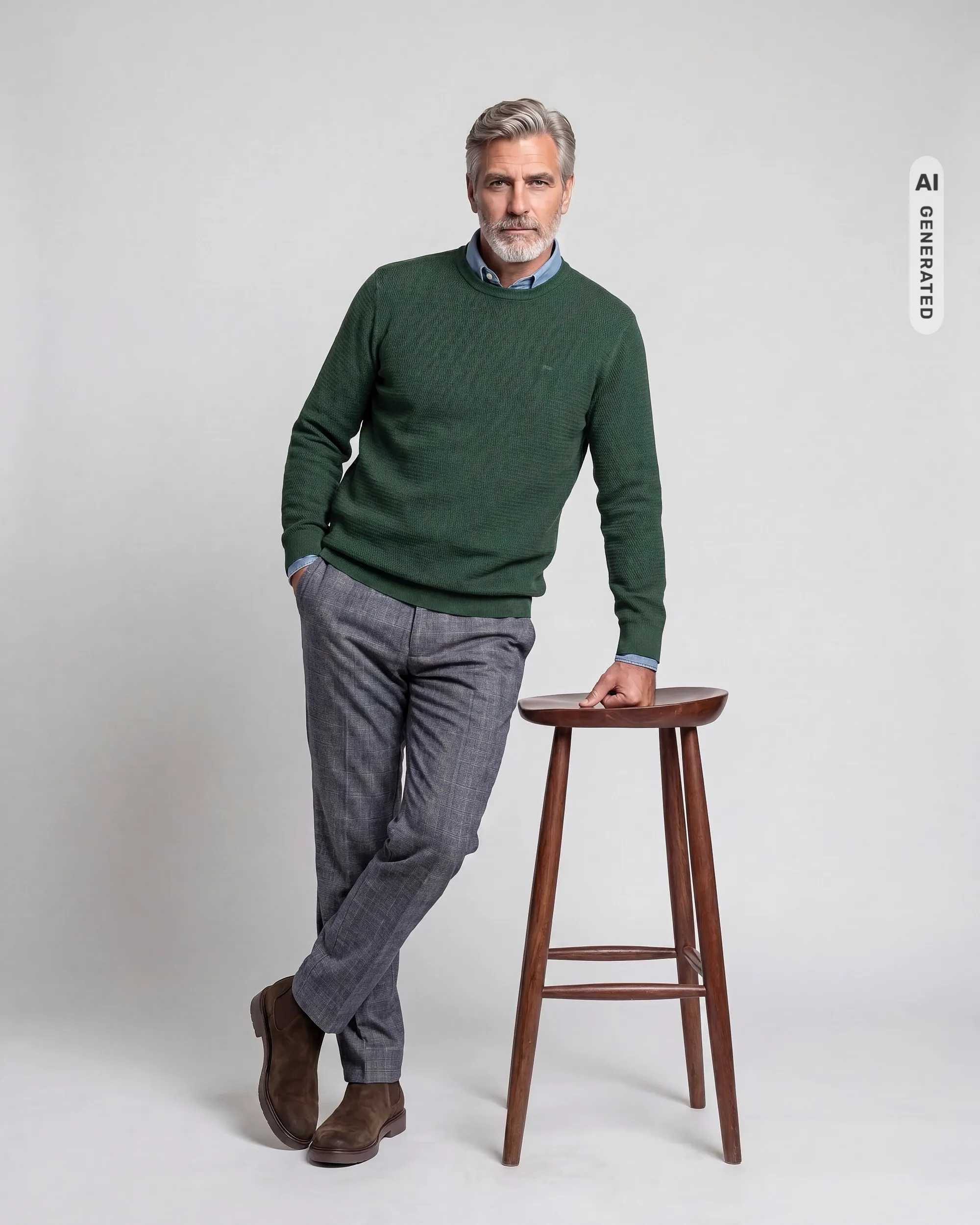 Campbell Trui ronde hals Fonda Douglas Fir dark green melange 107888-001-L