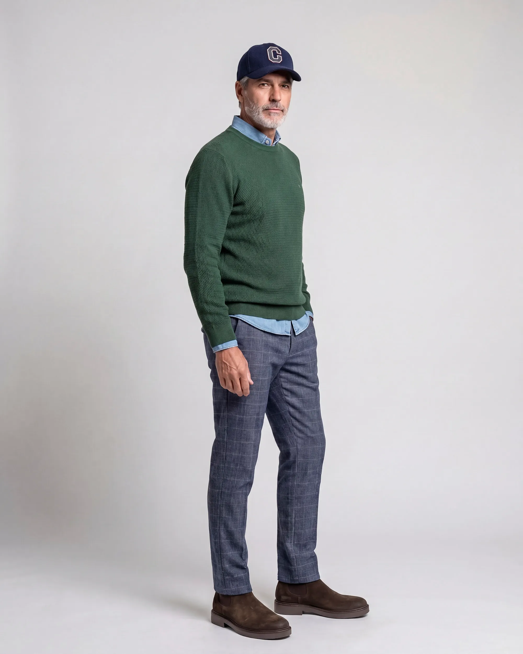 Campbell Trui ronde hals Fonda Douglas Fir dark green melange 107888-001-L