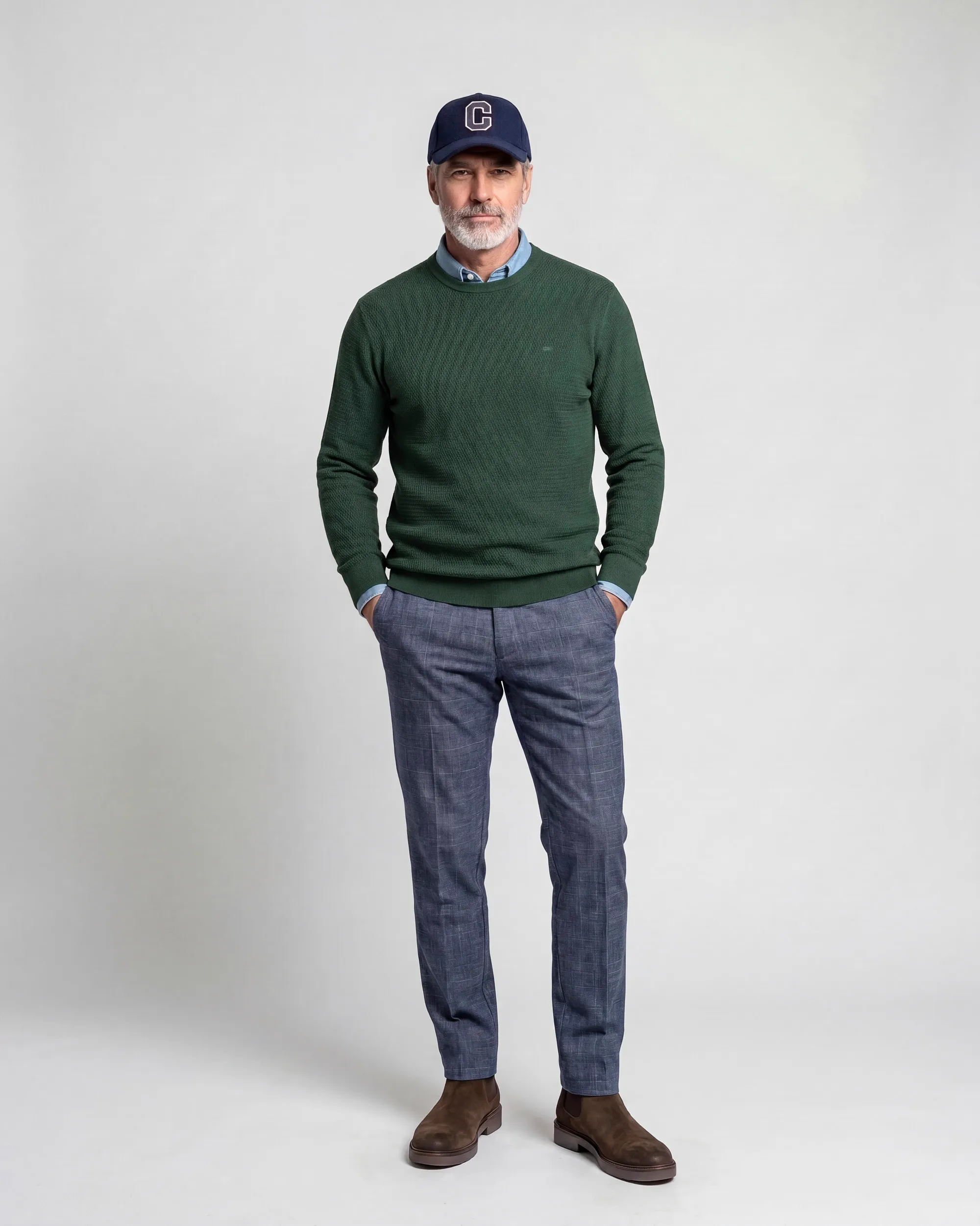 Campbell Trui ronde hals Fonda Douglas Fir dark green melange 107888-001-L