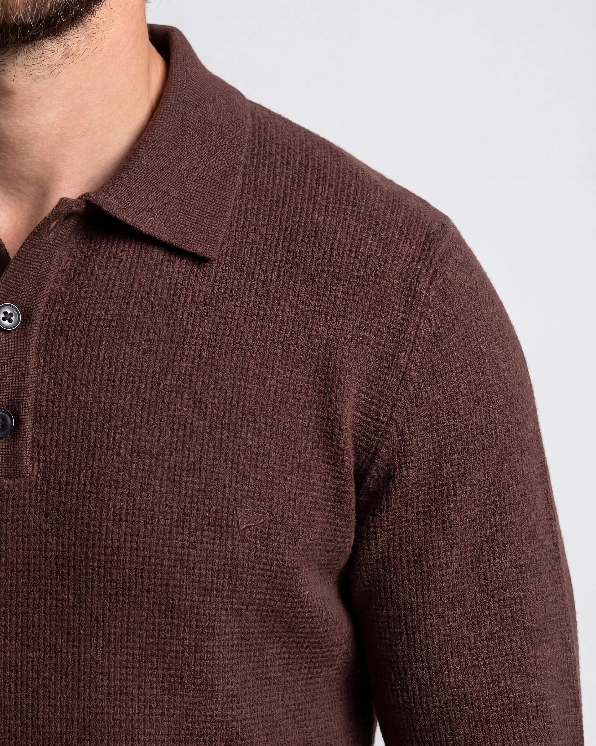 Campbell Polo lange mouw Percy Coffee Bean brown melange 107891-004-L