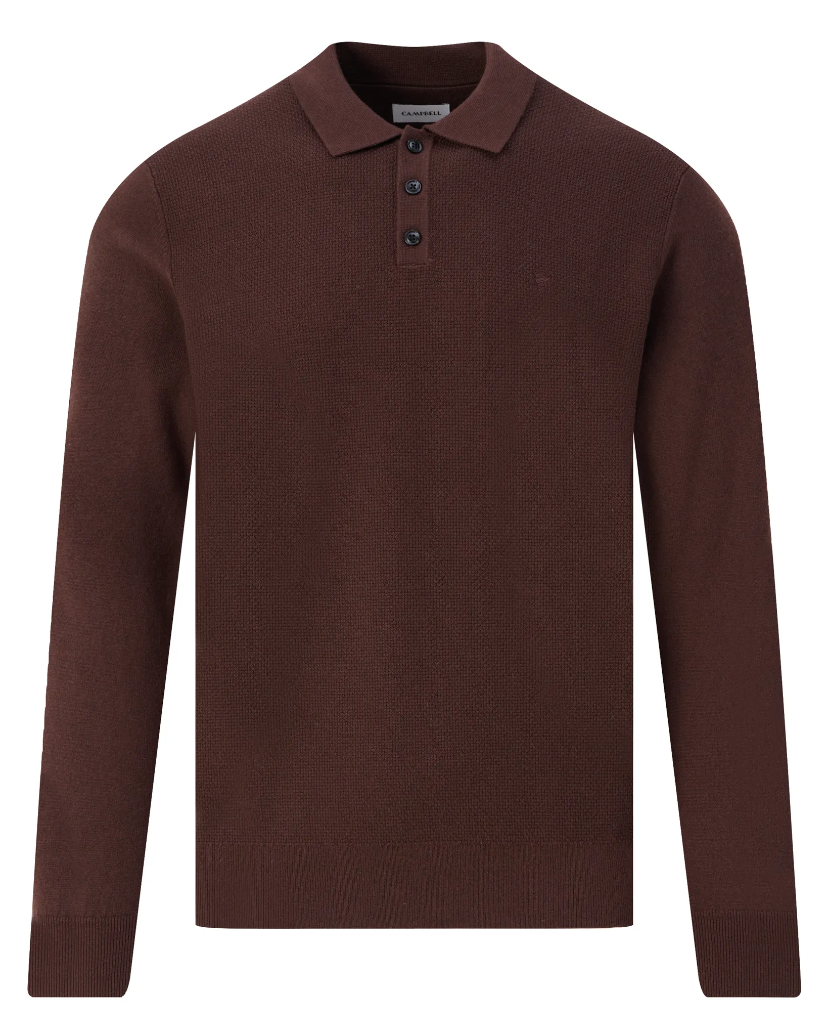 Campbell Polo lange mouw Percy Coffee Bean brown melange 107891-004-L