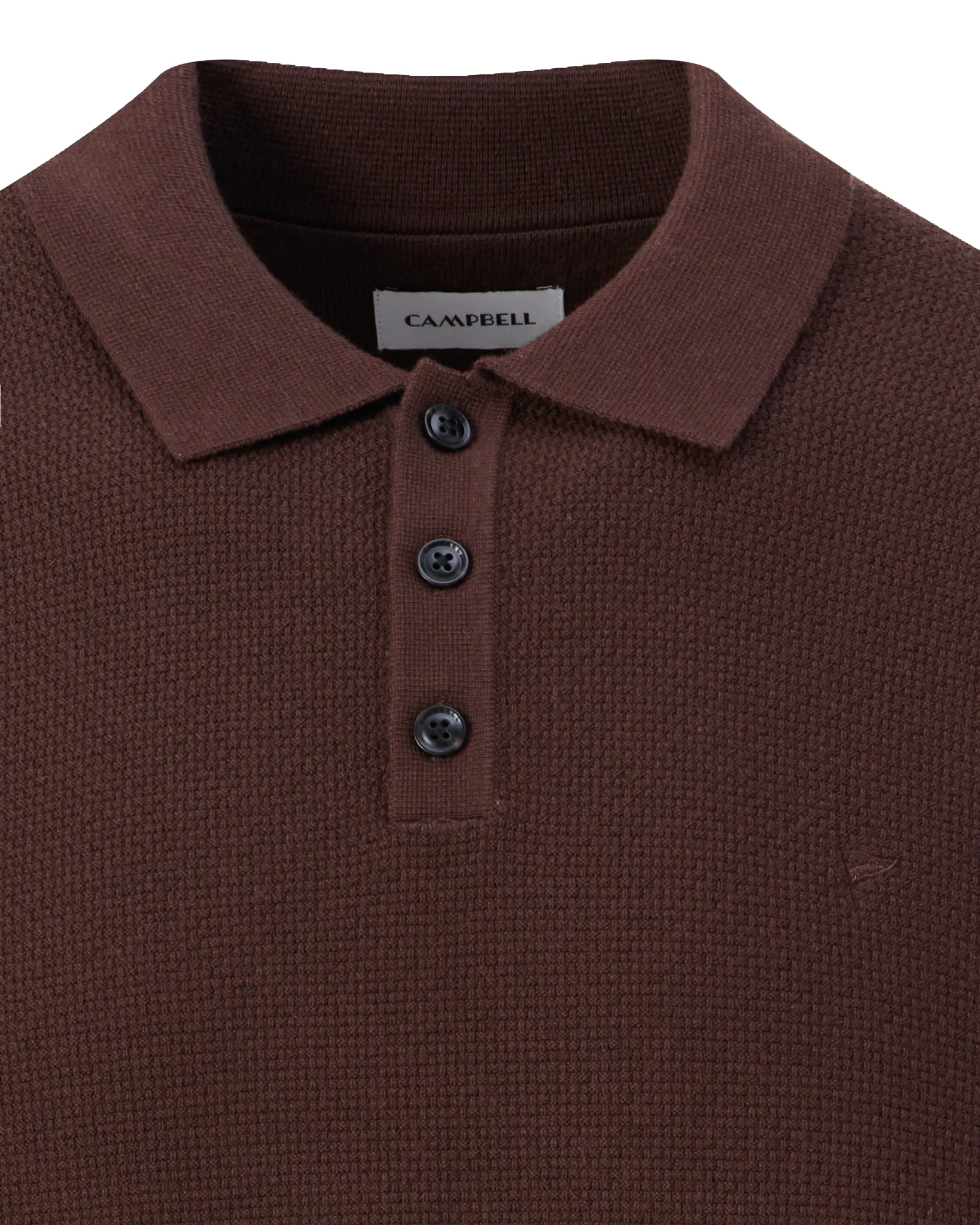 Campbell Polo lange mouw Percy Coffee Bean brown melange 107891-004-L