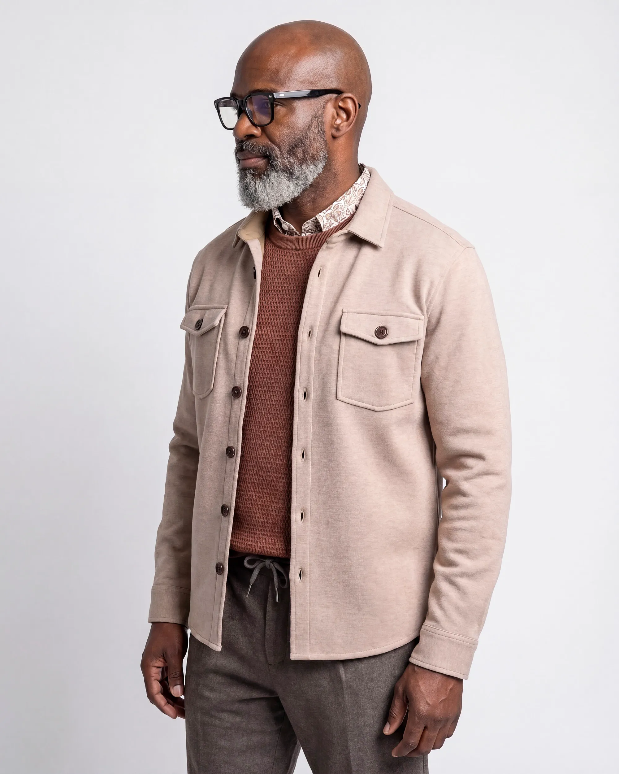 Campbell Overshirt Harley Fallen Rock brown melange 107987-003-L