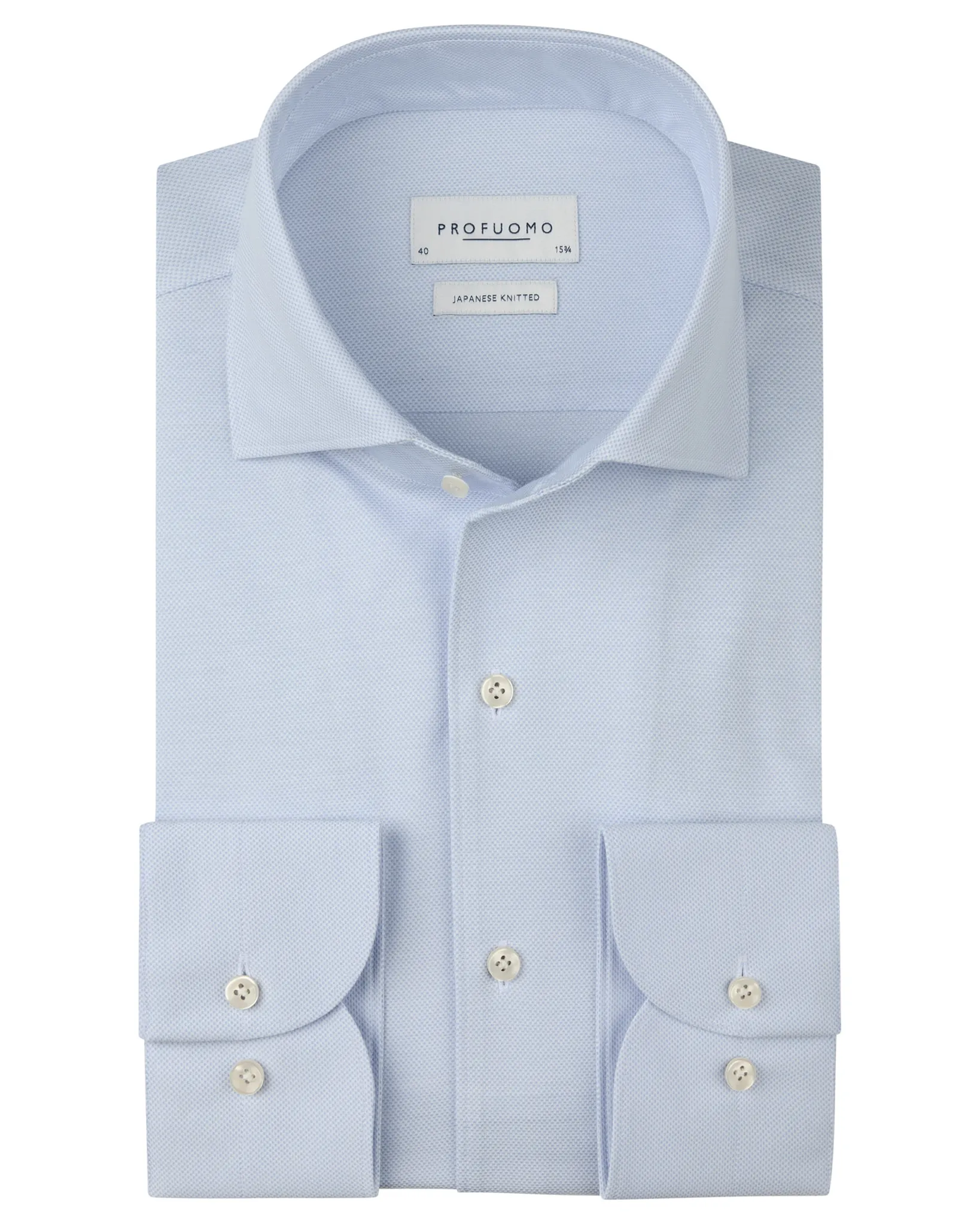 Profuomo Japanese Knitted Overhemd  Licht blauw 108107-001-38