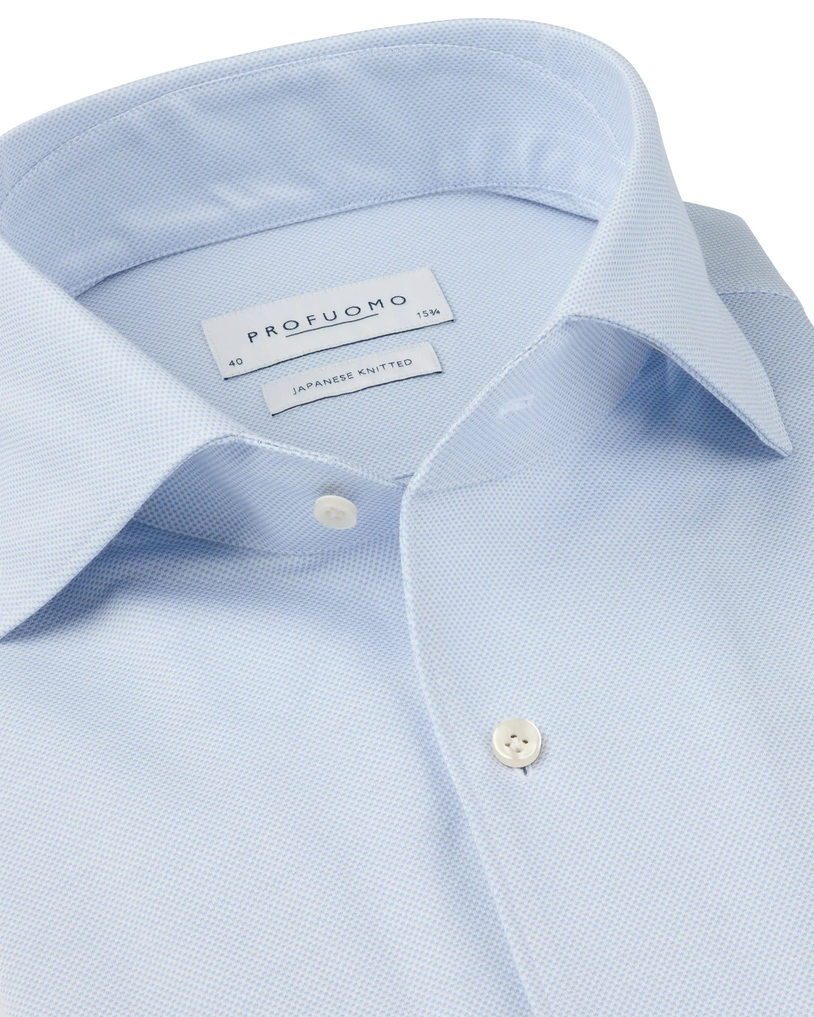 Profuomo Japanese Knitted Overhemd  Licht blauw 108107-001-38