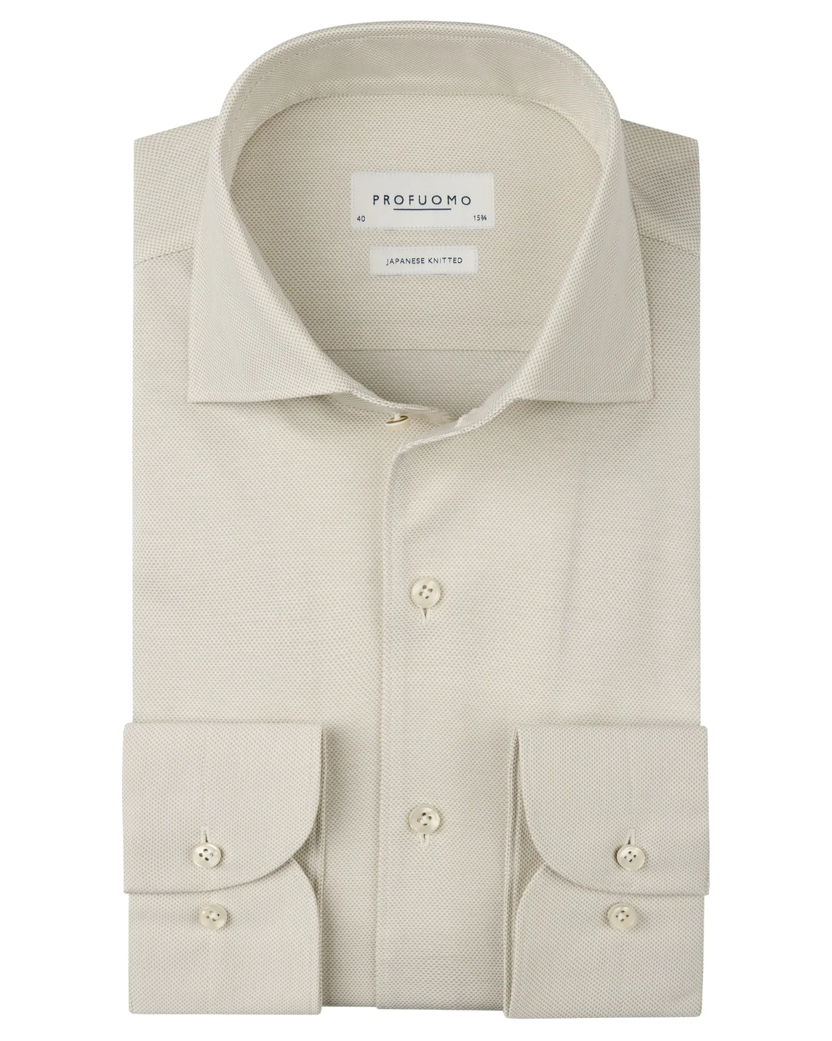 Profuomo Japanese Knitted Overhemd  Sand 108143-001-38
