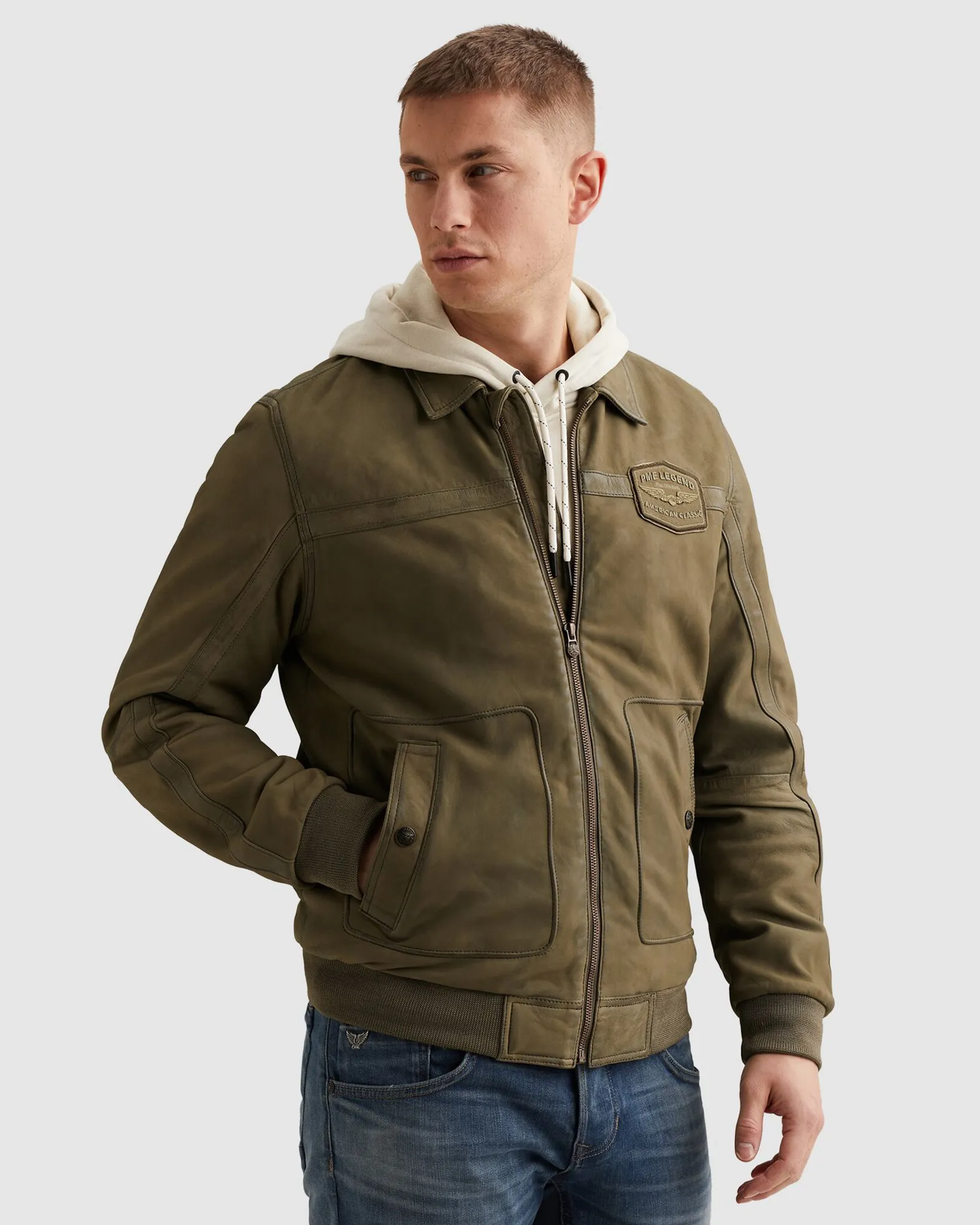 PME Legend Summer Hudson Leren Jas Donker groen 108190-001-L