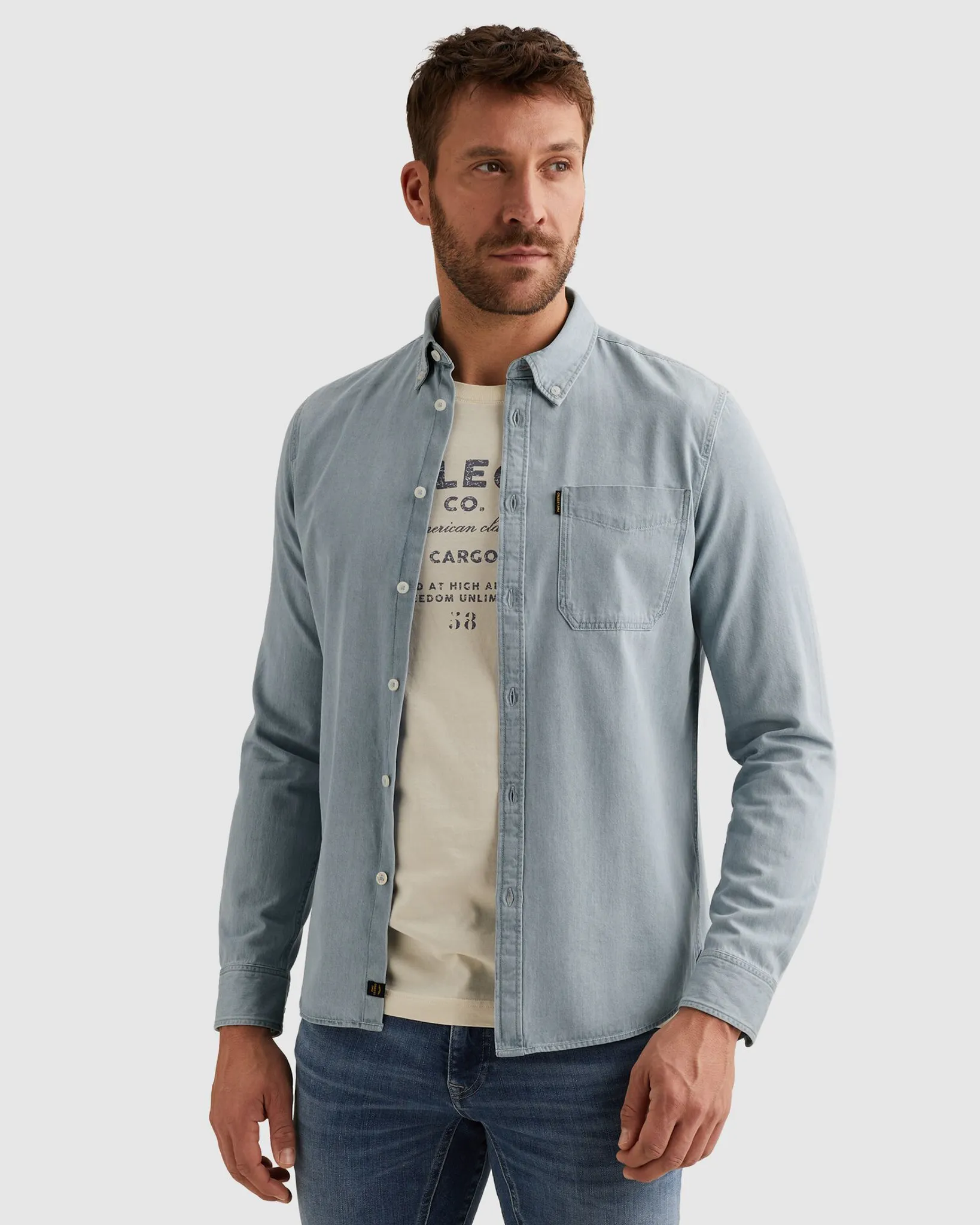 PME Legend Casual shirt Blauw 108225-001-L