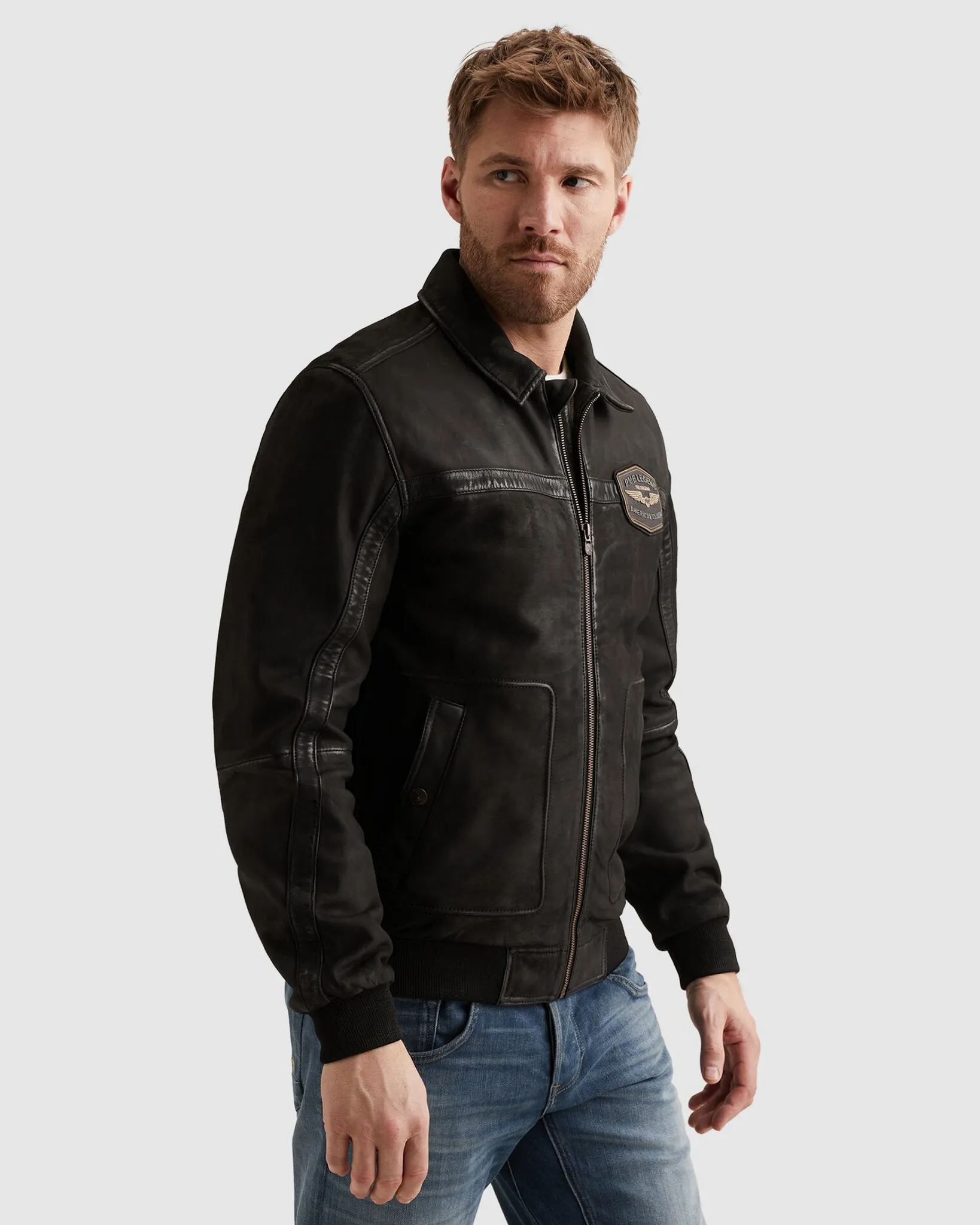 PME Legend Summer Hudson Leren Jas Off white 108227-001-L