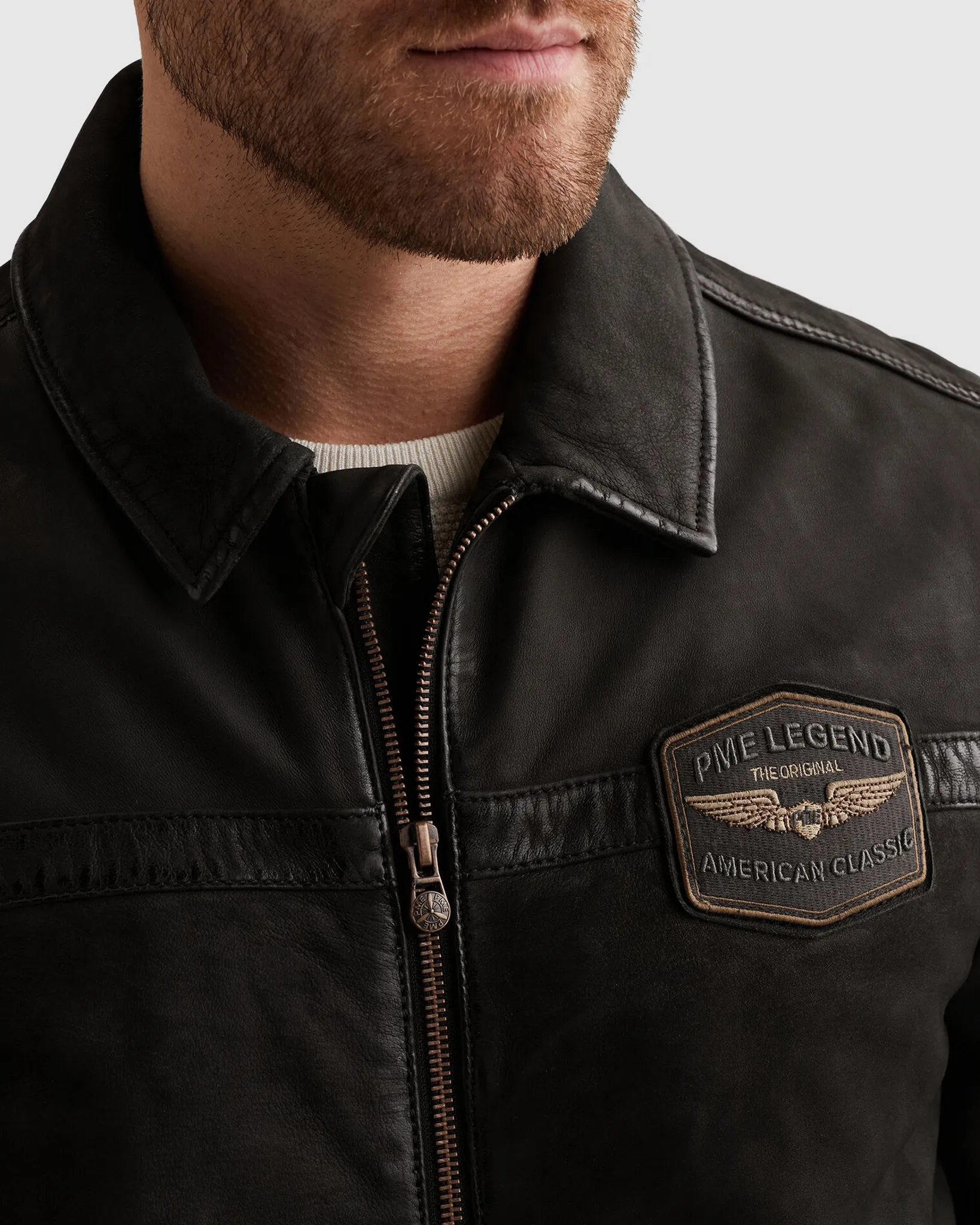 PME Legend Summer Hudson Leren Jas Off white 108227-001-L