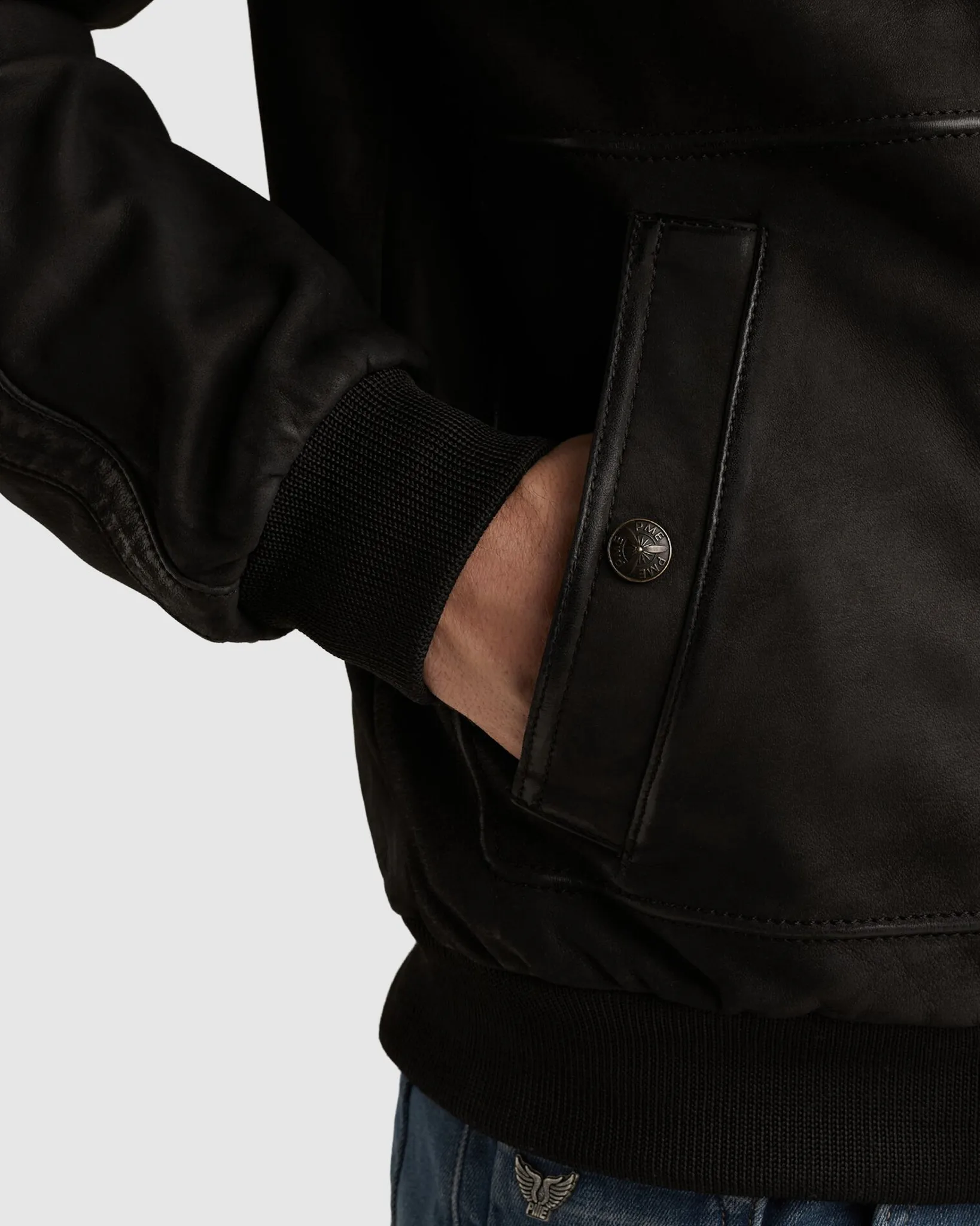 PME Legend Summer Hudson Leren Jas Off white 108227-001-L