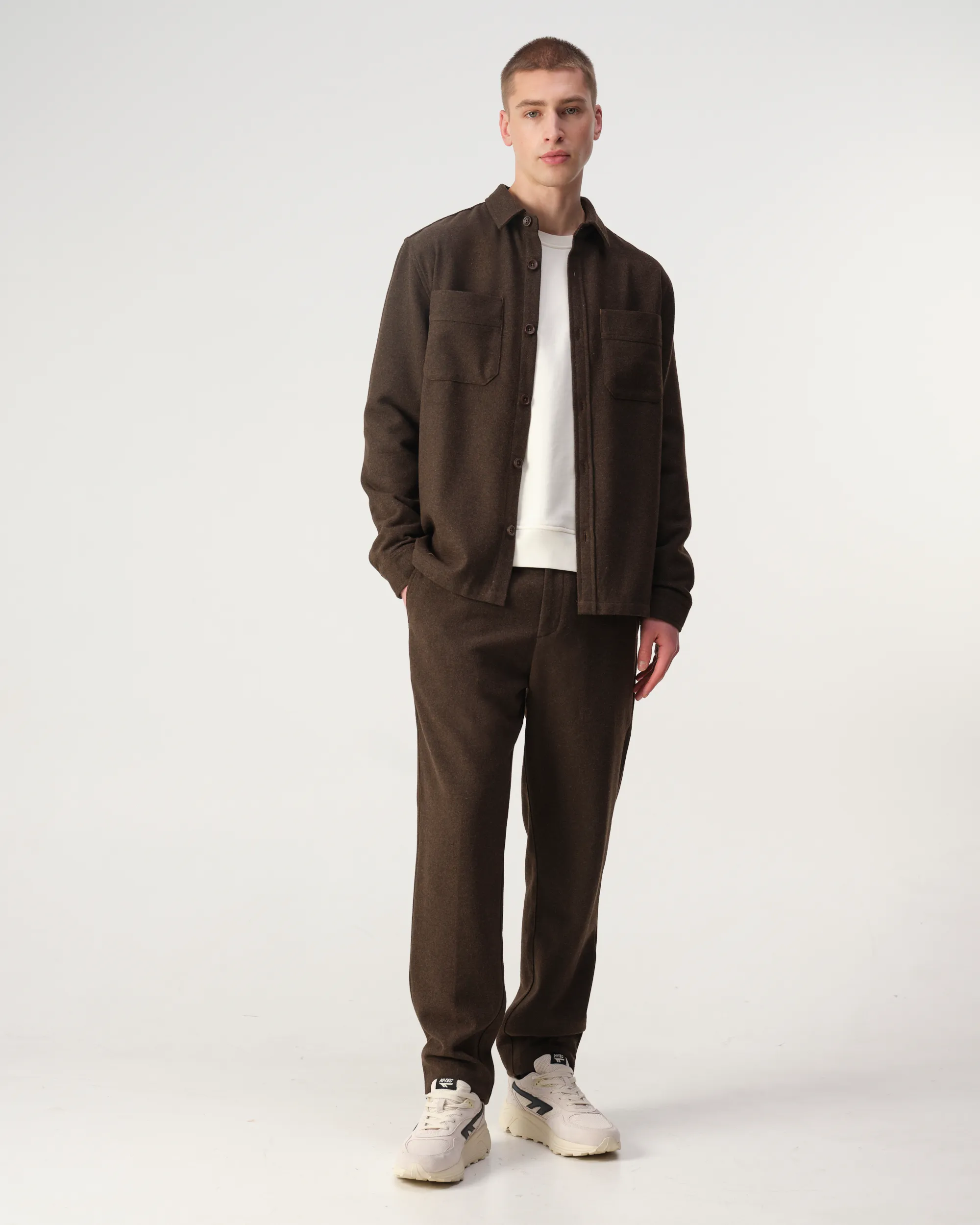 J.C. RAGS Ace Wool Overshirt Brown melange 108436-001-L