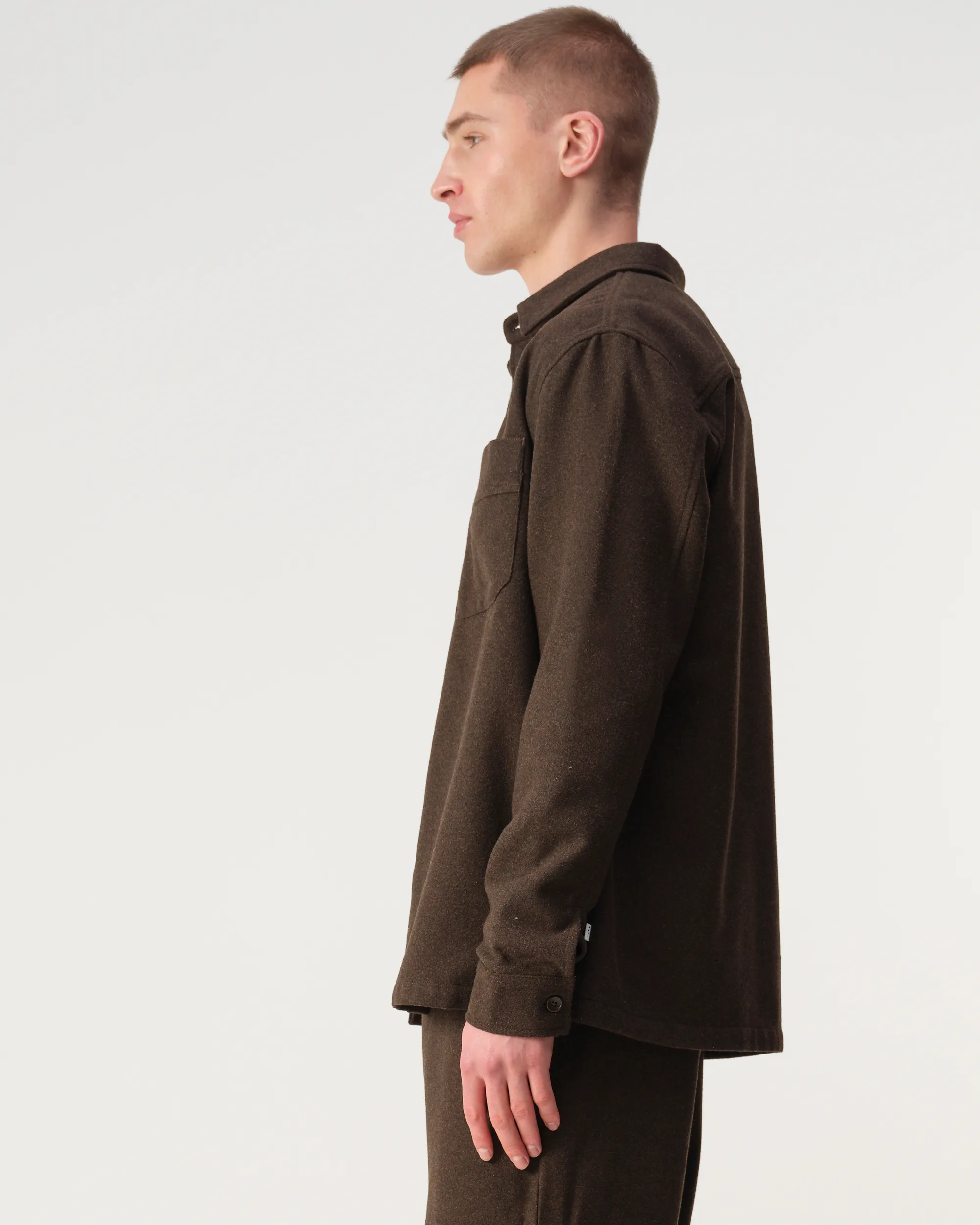 J.C. RAGS Ace Wool Overshirt Brown melange 108436-001-L