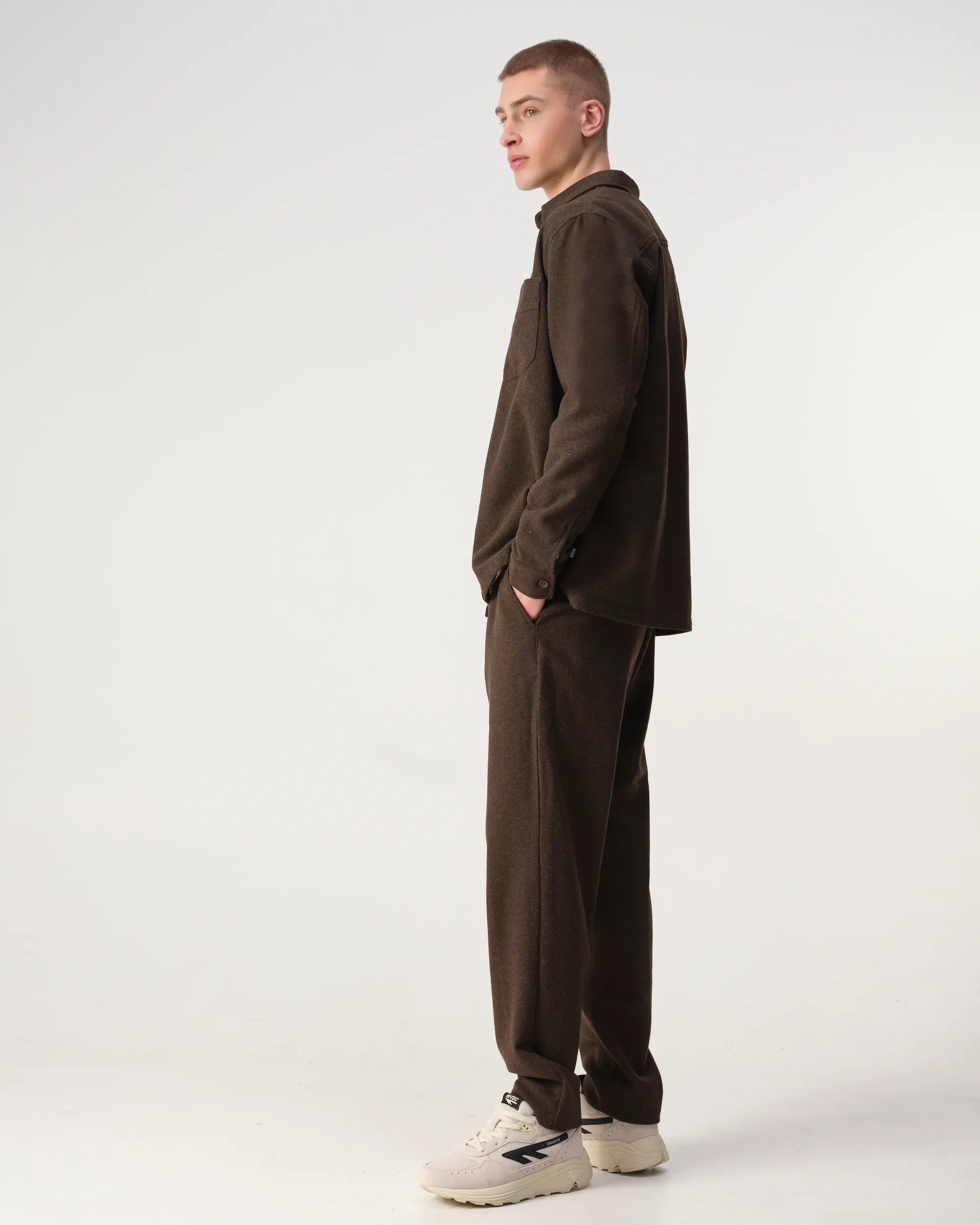 J.C. RAGS Ace Wool Overshirt Brown melange 108436-001-L