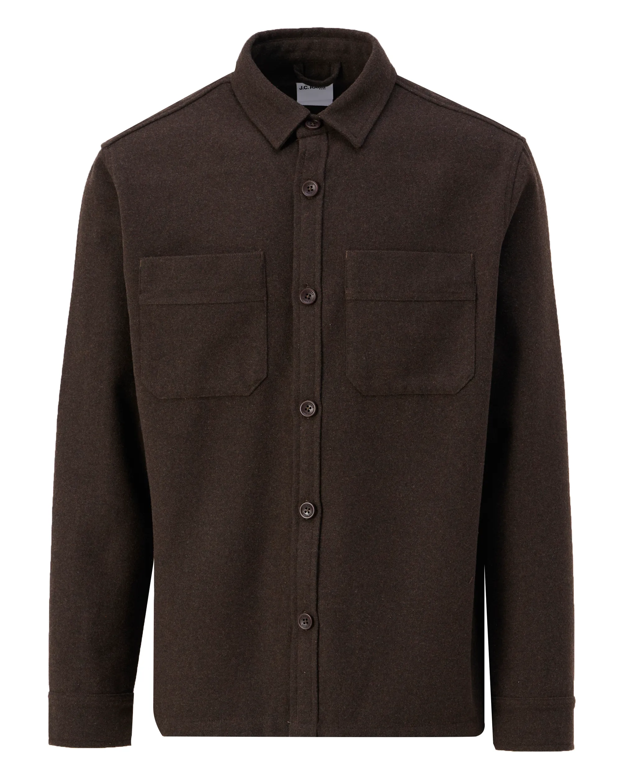 J.C. RAGS Ace Wool Overshirt Brown melange 108436-001-L